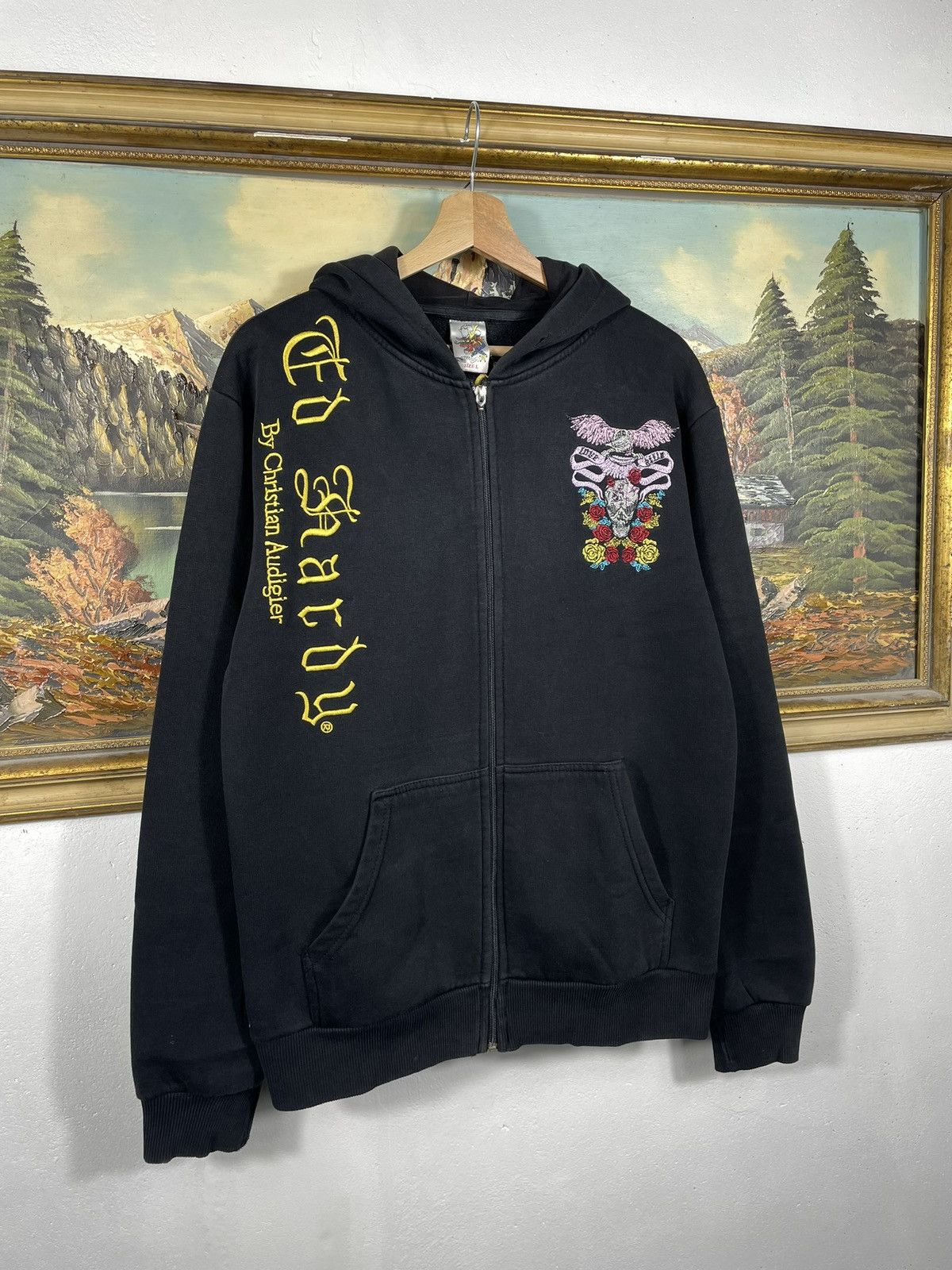 Christian Audigier × Ed Hardy × Vintage Ed Hardy Retro 00s Hoodie Sweatshirt Affliction Grunge Size L / US 10 / IT 46 - 4 Thumbnail