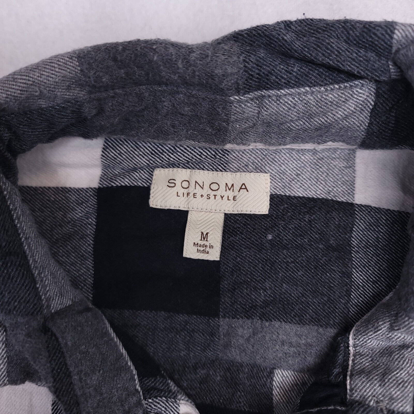 Sonoma Sonoma Gingham Flannel Shirt Mens Size M Gray Black White Size US M / EU 48-50 / 2 - 3 Thumbnail