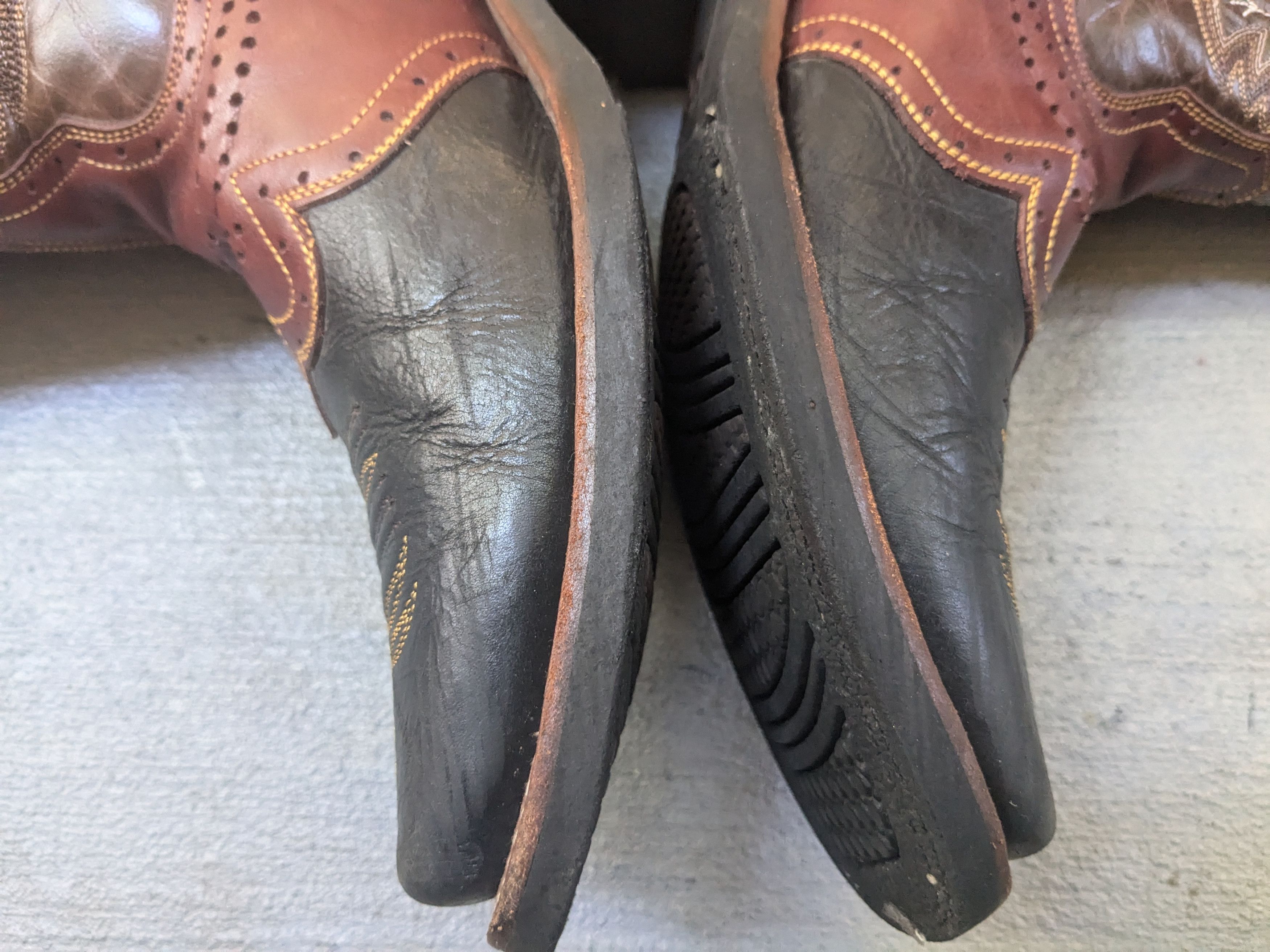 Genuine Leather Denver Cowboy Boots Brown Leather Black 11 Square Toe Rubber Size US 11 / EU 44 - 12 Thumbnail