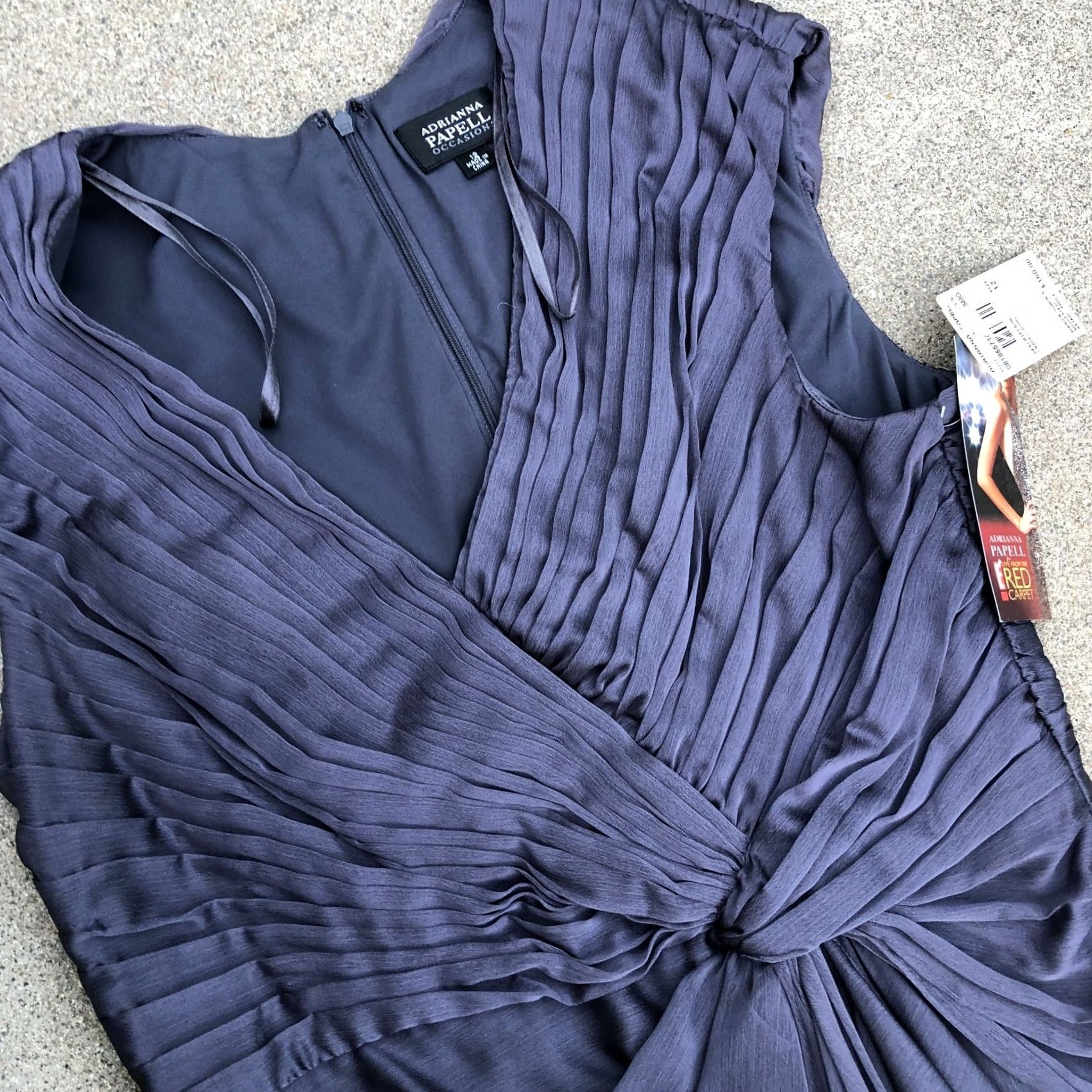 Adrianna Papell ADRIANNA PAPELL Gown Womens Dress Sleeveless V-Neck Grey 12 Full Length NWT Size XL / US 12-14 / IT 48-50 - 3 Thumbnail