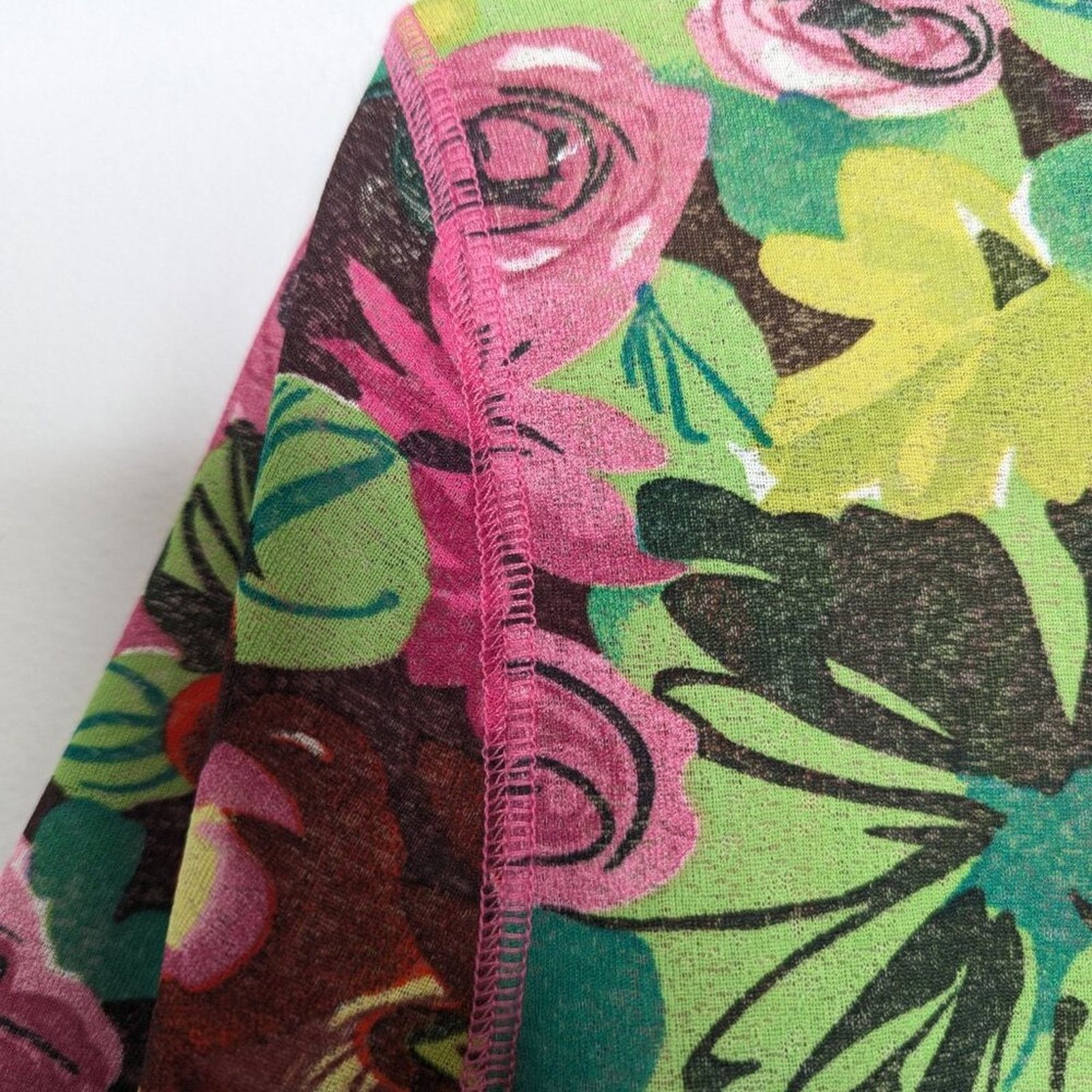 Vintage Vintage Y2k Pink Green Floral Print Short Sleeve Crew Neck Size M / US 6-8 / IT 42-44 - 8 Thumbnail