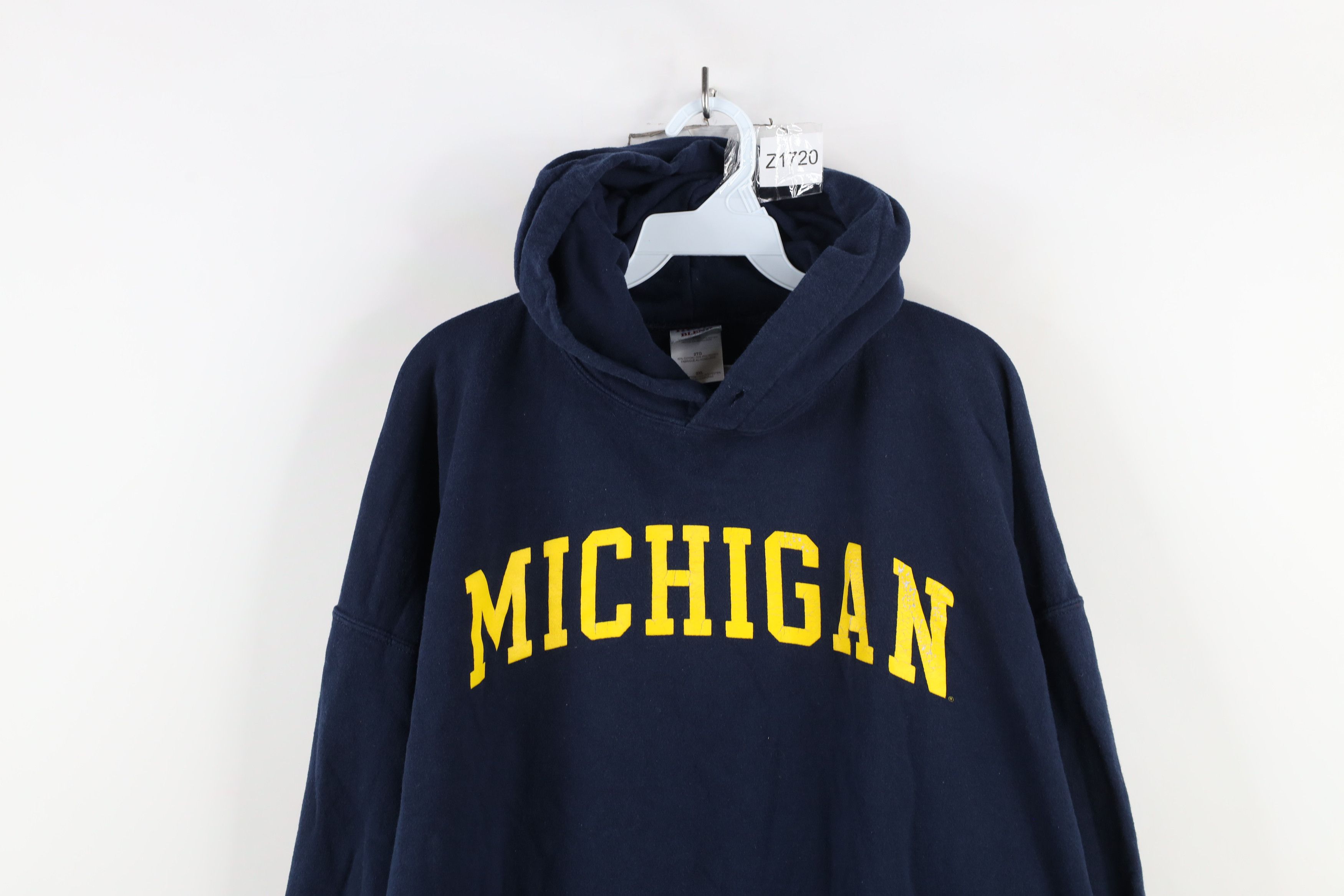 Vintage Vintage 90s Y2K Spell Out University of Michigan Hoodie Blue Size US XXL / EU 58 / 5 - 2 Thumbnail