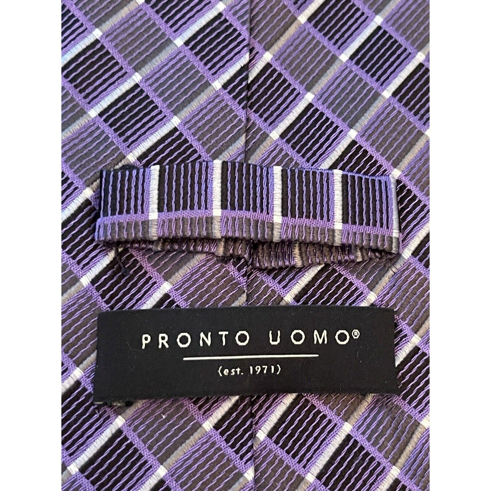 Pronto Uomo Pronto Uomo Purple 100% Silk Men’s Neck Tie Made In China Size ONE SIZE - 8 Thumbnail