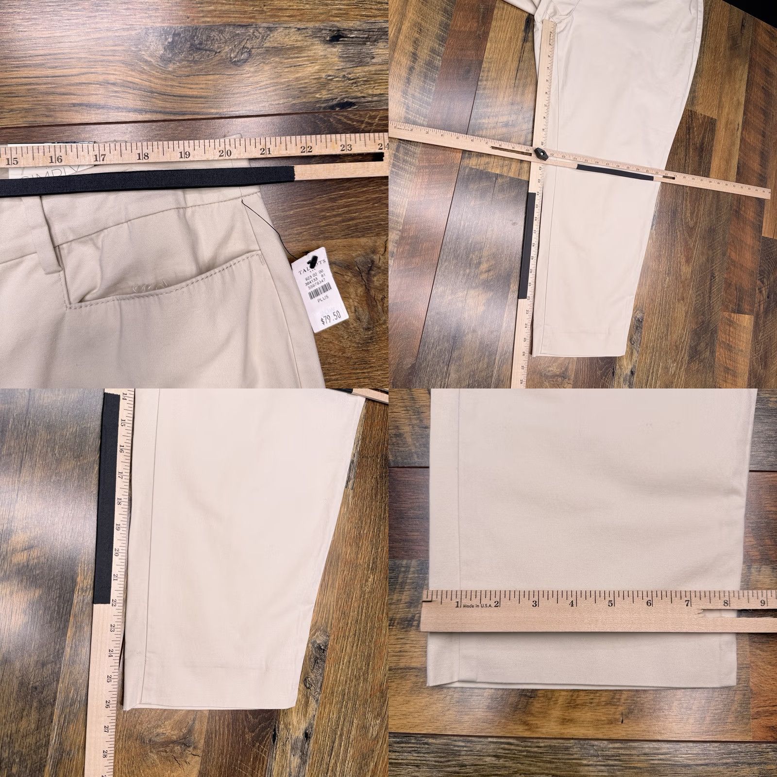 Talbots Talbots Cropped Pants Womens 20W Beige High Rise Stretch Twill Cotton Spandex Zip Button Tapered Regular Inseam 26.5 in Logo Size 42" / US 20 - 9 Thumbnail