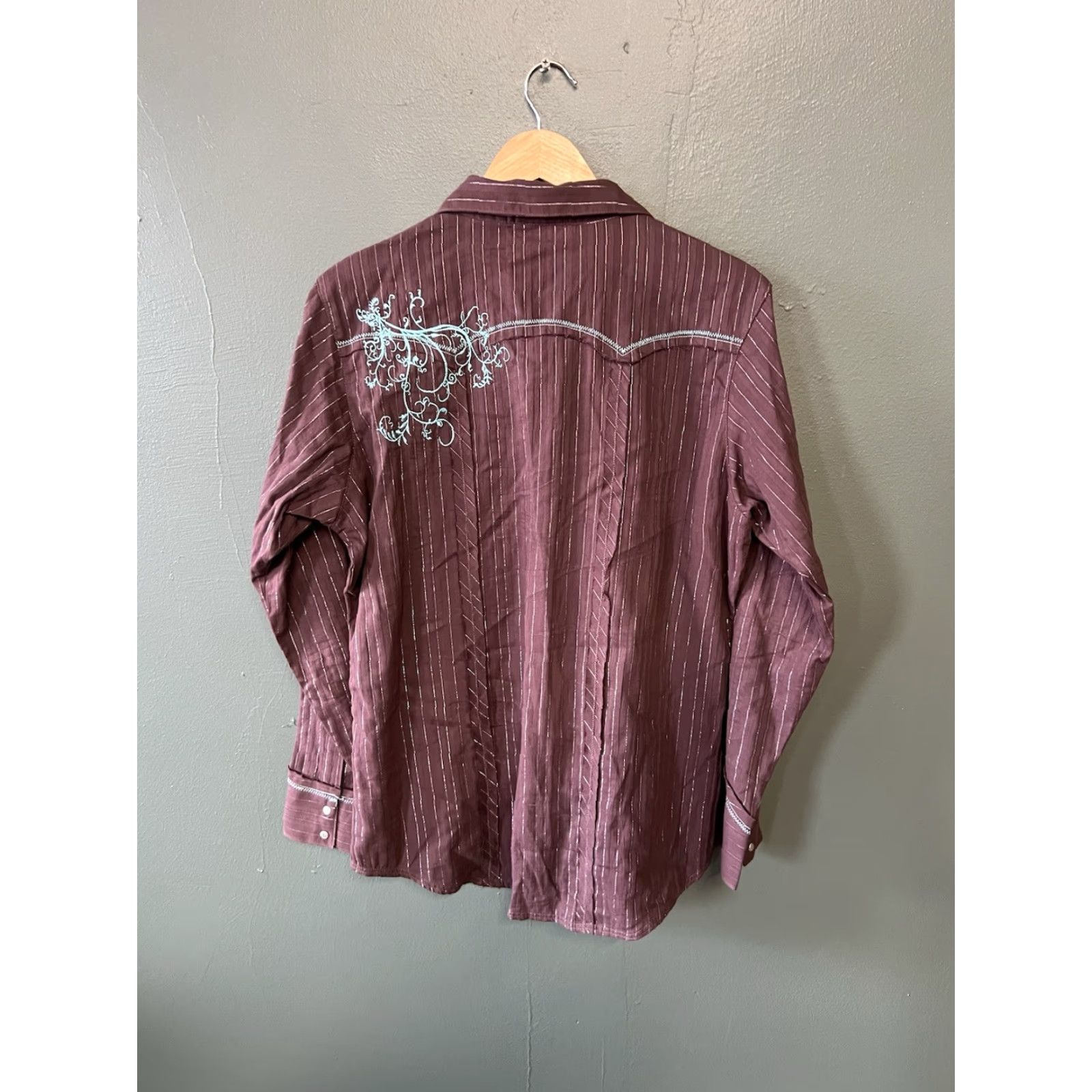 Wrangler VINTAGE Wrangler Womens Brown Striped Long Sleeve Snap Up Shirt Size Large Size L / US 10 / IT 46 - 2 Thumbnail