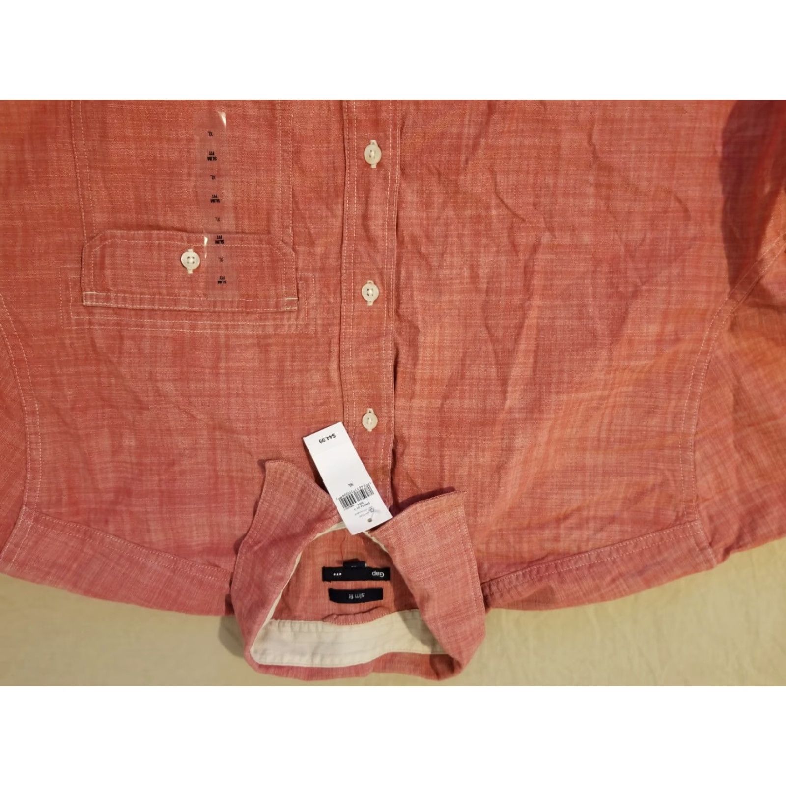Gap Gap Shirt Mens XL Red Cotton Button-Up Short Sleeve Dress Shirt Size 46R - 2 Thumbnail