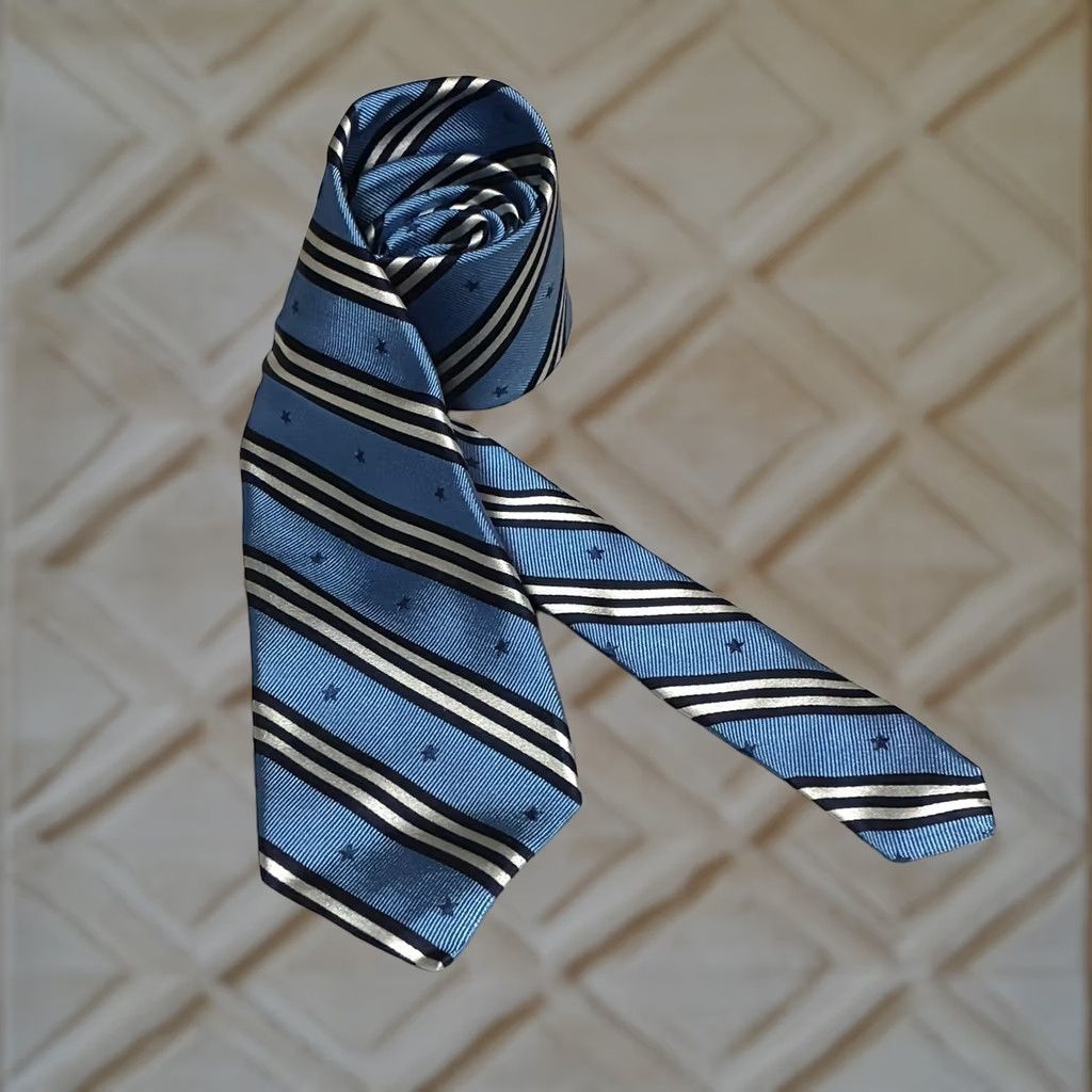 Brooks Brothers VINTAGE Brooks Brothers Silk Tie Star Striped Navy Blue Made USA Mens Size ONE SIZE - 1 Thumbnail