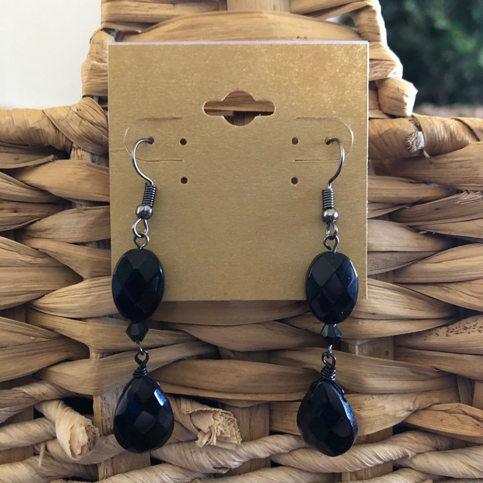 Vintage Vintage repurpose faceted black glass earrings Size ONE SIZE - 1 Thumbnail