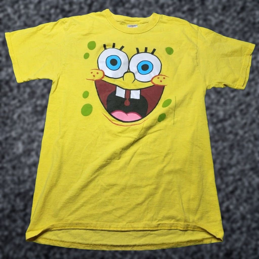 Fruit Of The Loom VINTAGE SpongeBob SquarePants Shirt Adult Medium Yellow Graphic Tee Smiling Bob Image 2014 Fruit of the Loom Mens Size US M / EU 48-50 / 2 - 1 Thumbnail
