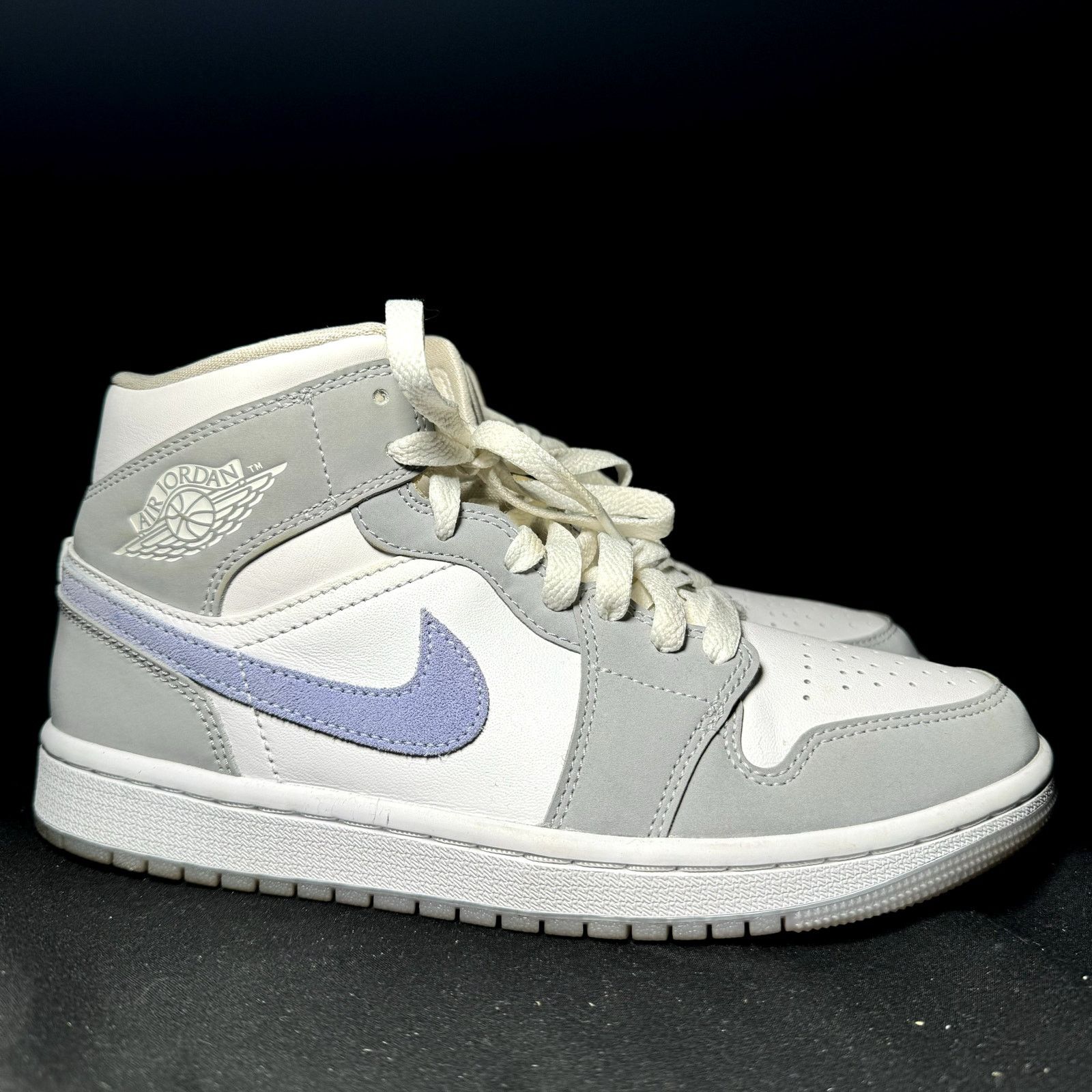 Jordan Brand × Nike Wmns Nike Air Jordan 1 Mid Wolf Grey Aluminum - Size 7 Size US 7 / IT 37 - 1 Thumbnail