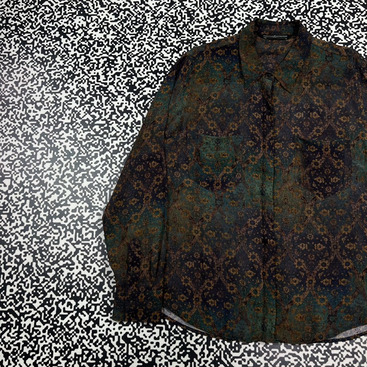 Vintage Vintage Y2K Peruvian Connection Viscose Abstract Retro Shirt Size XL / US 12-14 / IT 48-50 - 4 Thumbnail