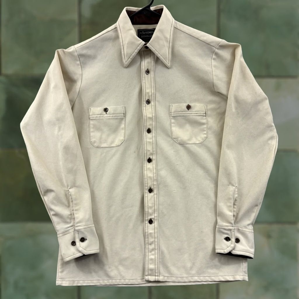 Arrow VINTAGE Arrow Doubler Shirt Mens Medium Beige Long Sleeve 70s Button Up Western Size US M / EU 48-50 / 2 - 1 Thumbnail