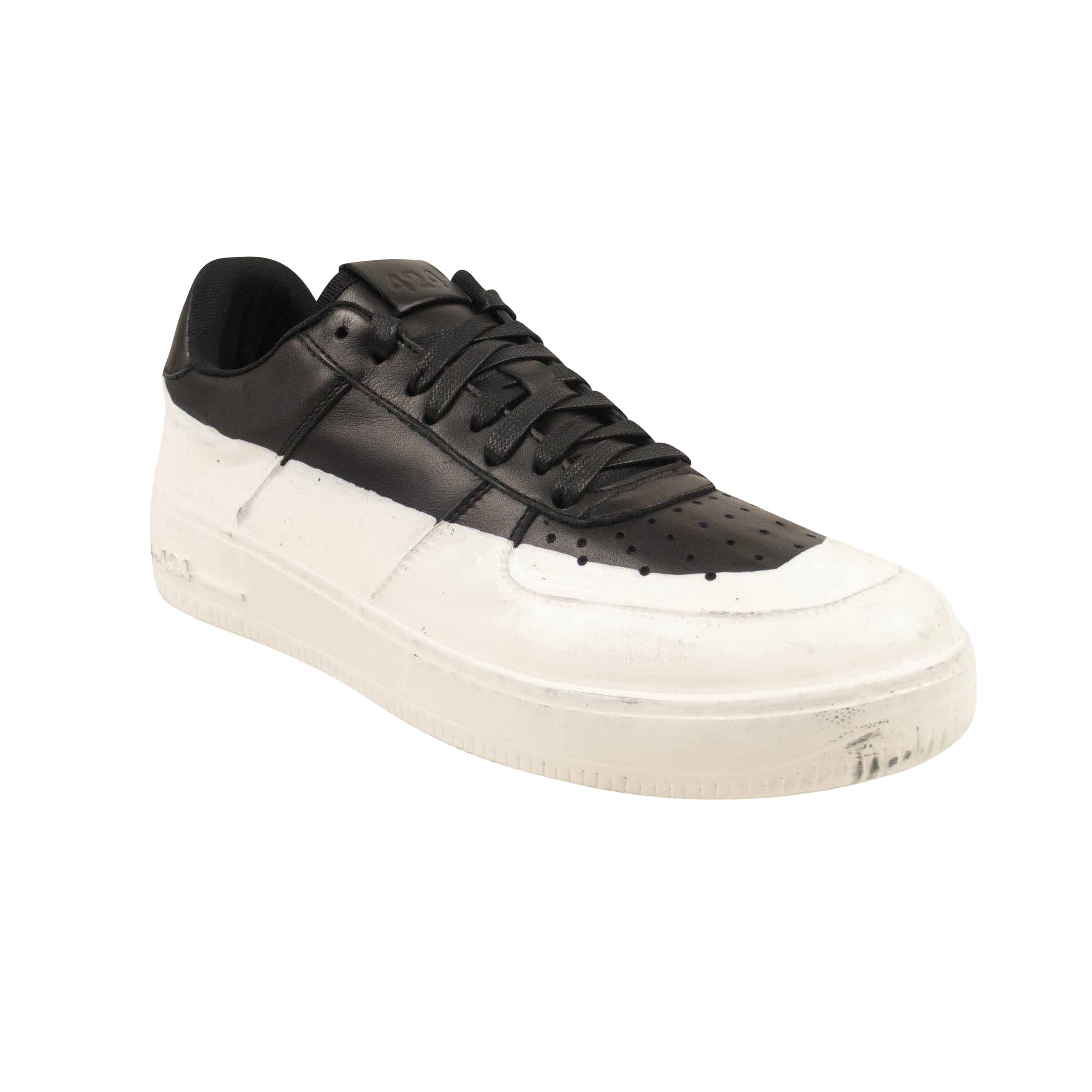image of 424 On Fairfax Black Wax Dip Low Leather Sneakers Size 10/43, Men's