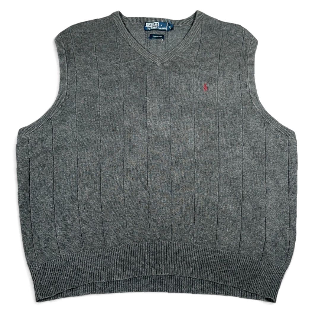 Polo Ralph Lauren VINTAGE Polo Ralph Lauren Sweater Vest Shirt Adult LARGE Gray Cotton 90s Polo Pony Logo Sleeveless Knit Size US L / EU 52-54 / 3 - 2 Thumbnail