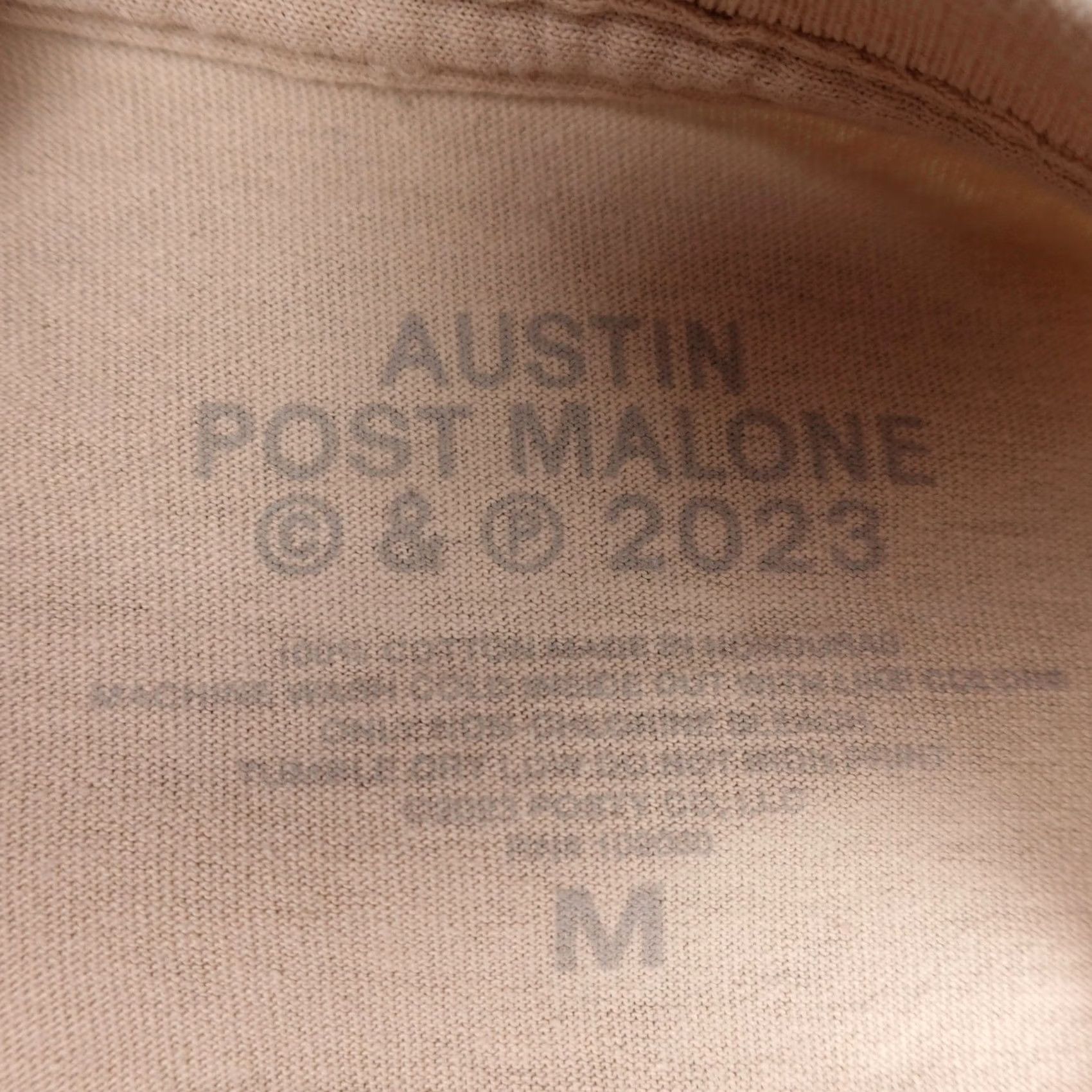 Vintage Post Malone Shirt Mens Medium Beige 2023 Tour Dates Austin Concert Tee T-Shirt Size US M / EU 48-50 / 2 - 3 Thumbnail
