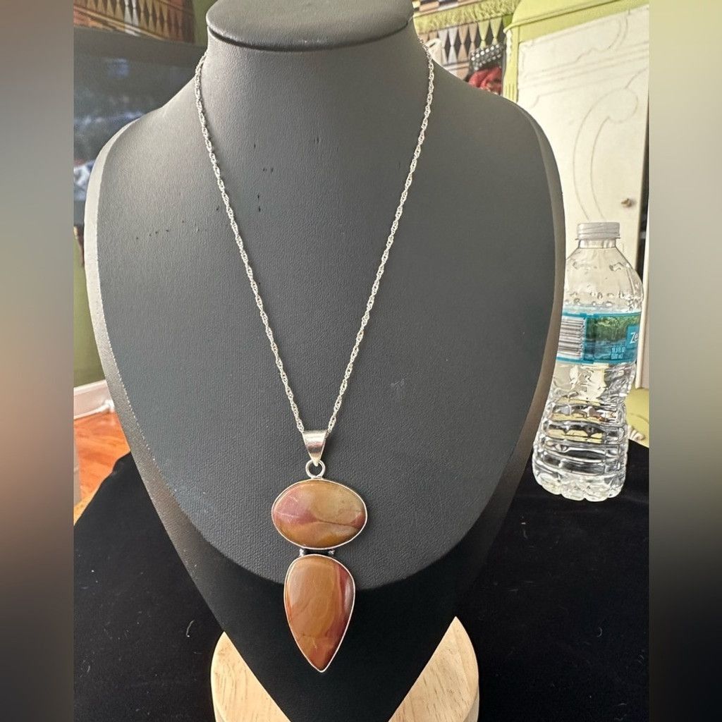 The Unbranded Brand Sterling Silver Pendant Necklace Multicolor Agate Stones Size ONE SIZE - 1 Thumbnail