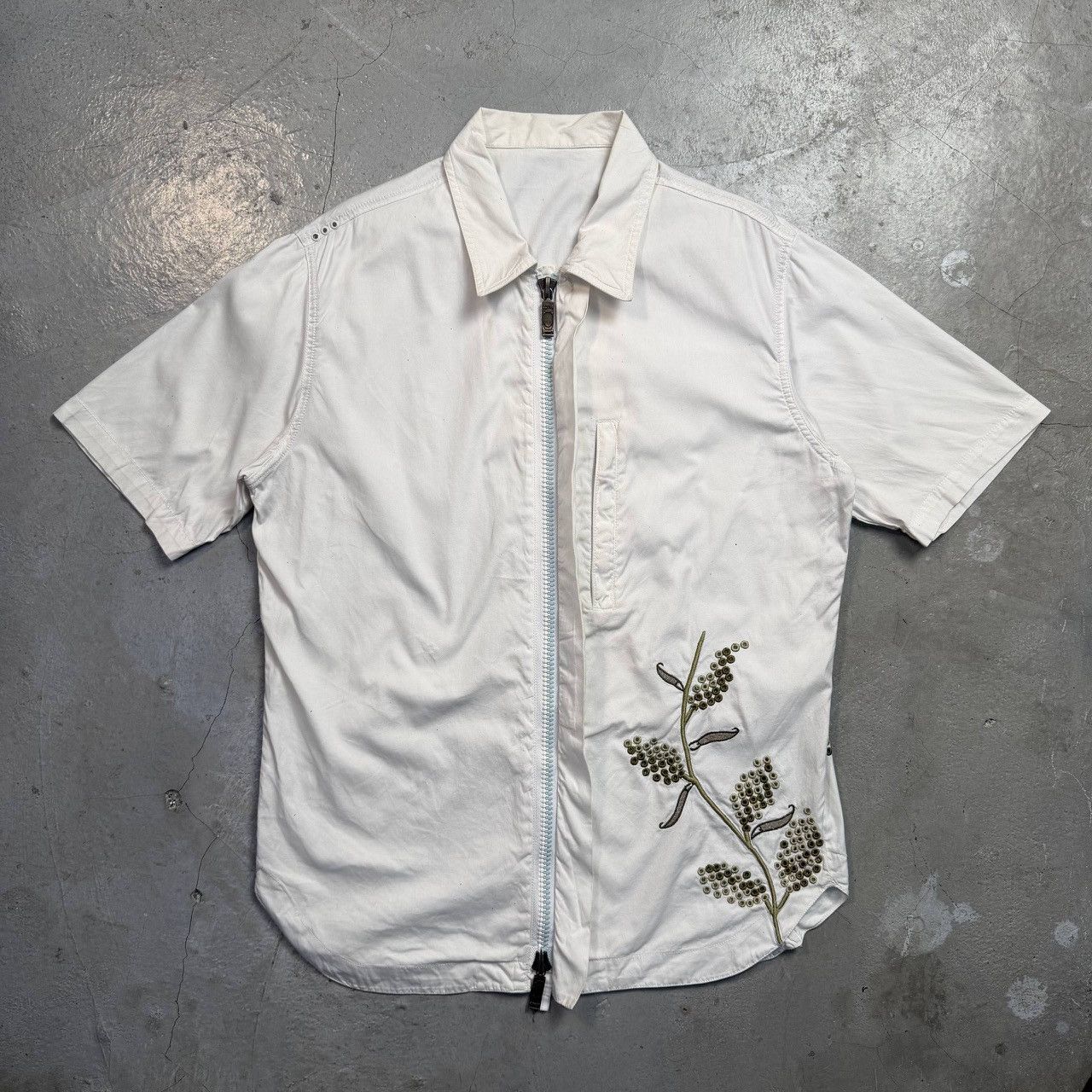 Maharishi Maharishi White Zip Shirt Embroidered Leaf Design Size US S / EU 44-46 / 1 - 3 Thumbnail