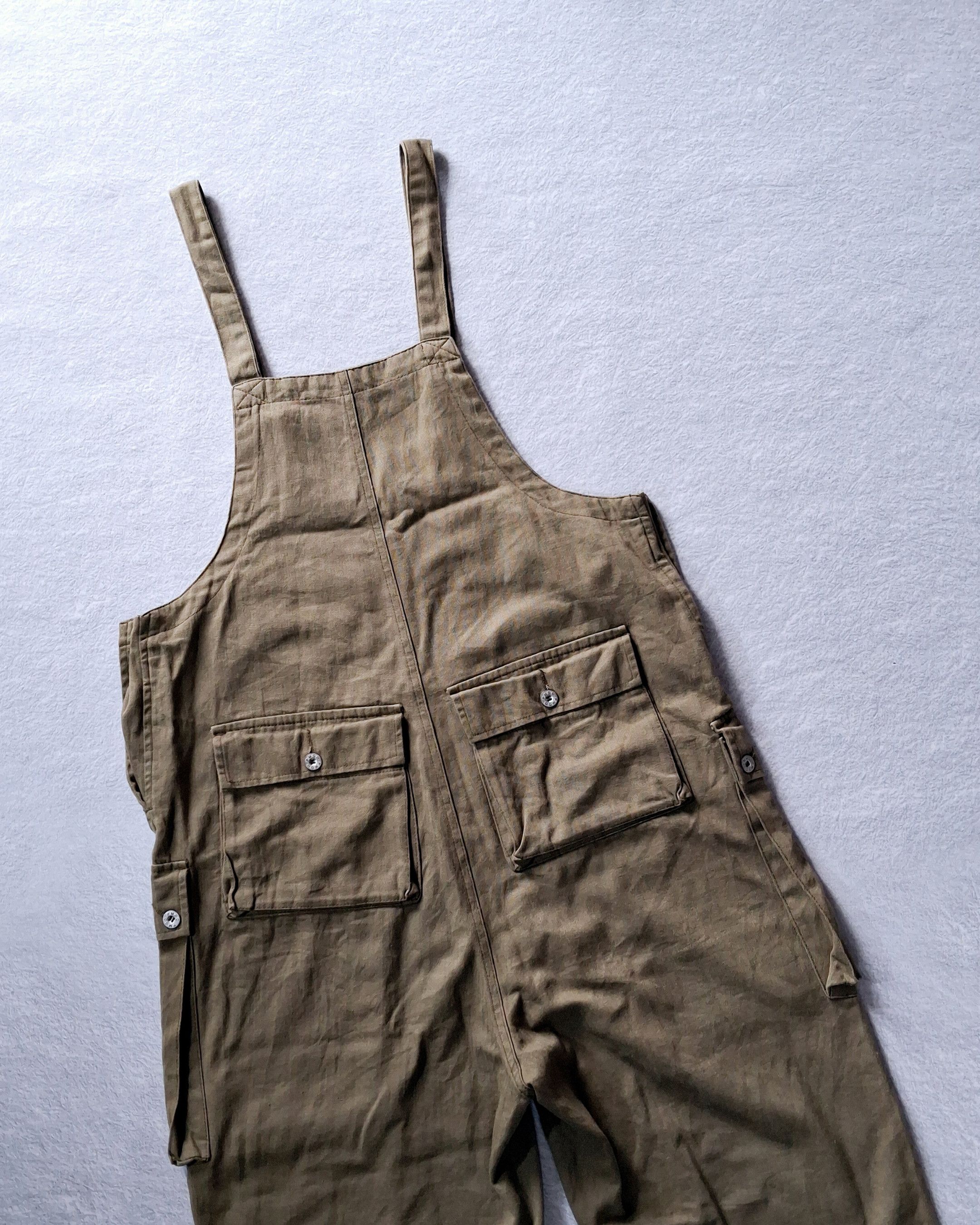 Japanese Brand PMGO HERRINGBONE TWILL HBT OLIVE GREEN DECK OVERALL Size US 43 - 12 Thumbnail