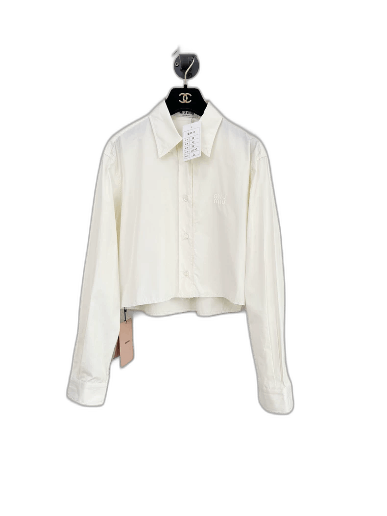 Prada Miumiu Cropped Button-Up Shirt with Tag Size M / US 6-8 / IT 42-44 - 1 Thumbnail