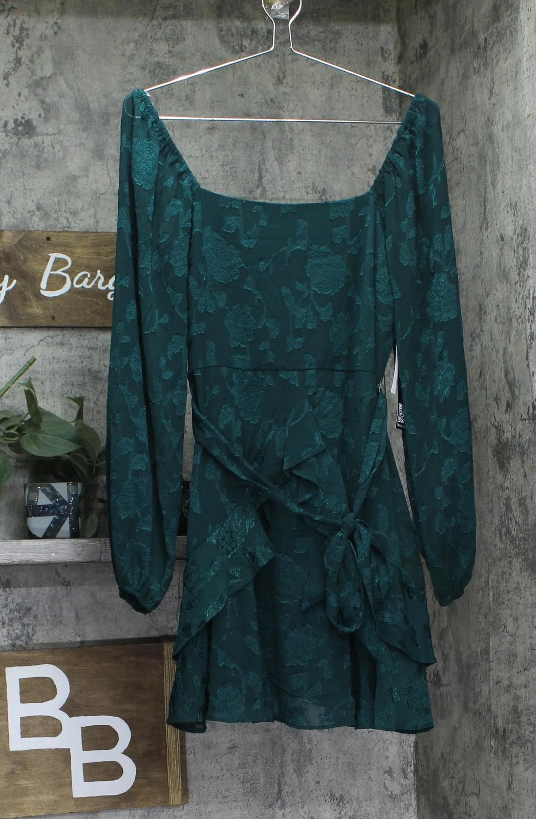 Other Nwt Trixxi Tie Fit Flare Sheer Sleeved Dress Hunter Green L Size L / US 10 / IT 46 - 1 Thumbnail