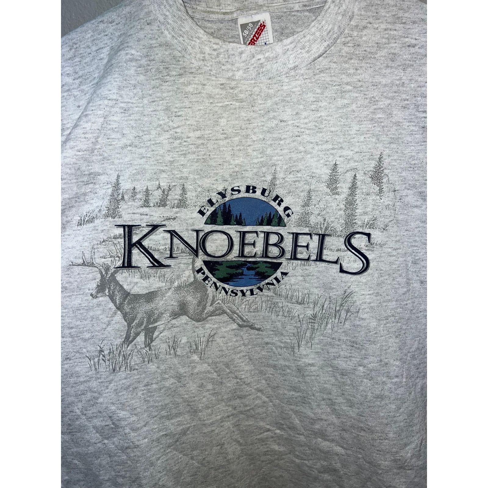 Jerzees Vintage Deer Shirt Elysburg Knoebels Pennyslvania Gray 90s L Size US L / EU 52-54 / 3 - 2 Thumbnail