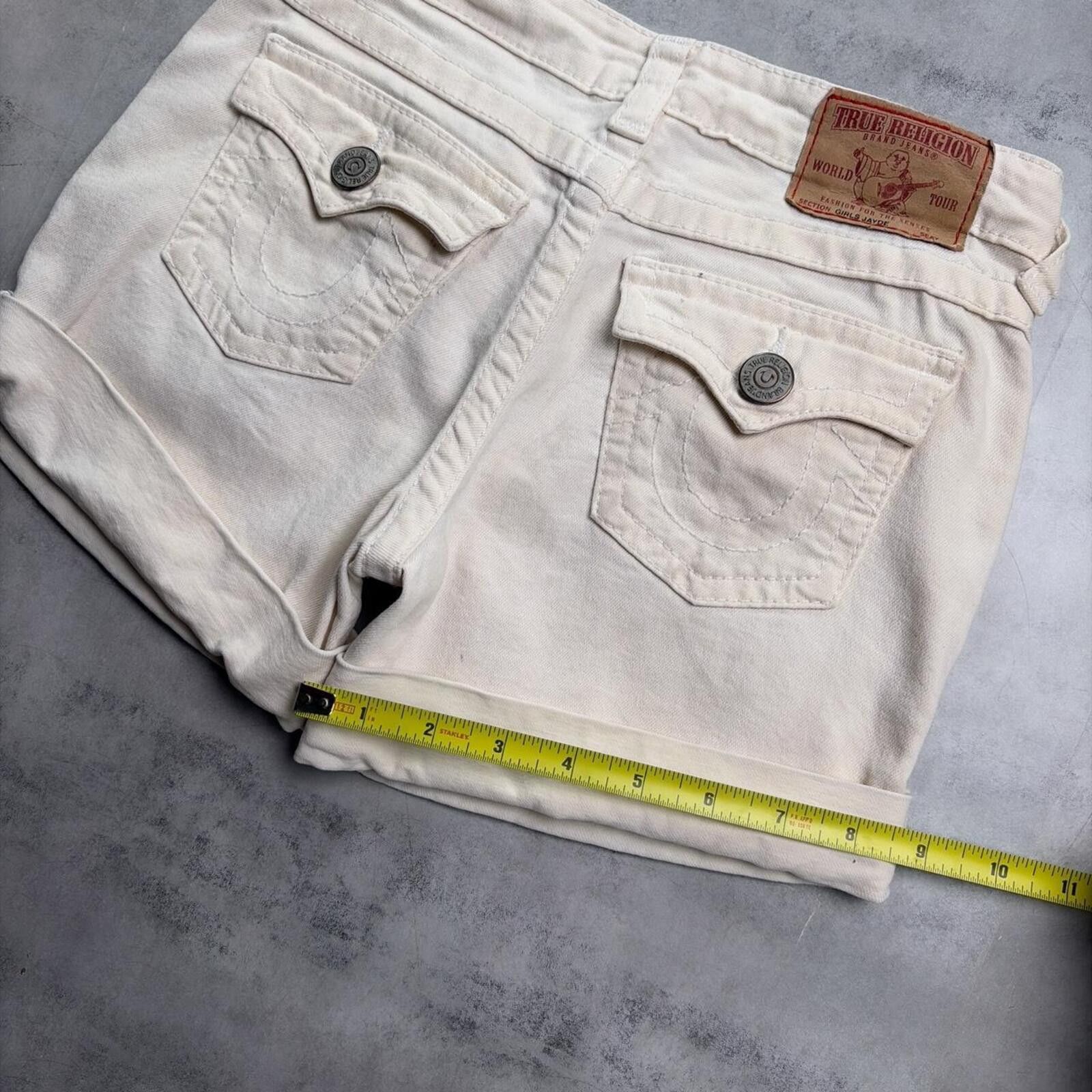 True Religion Y2K White True Religion Grunge Mini Denim Shorts Size 30" / US 8 / IT 44 - 8 Thumbnail
