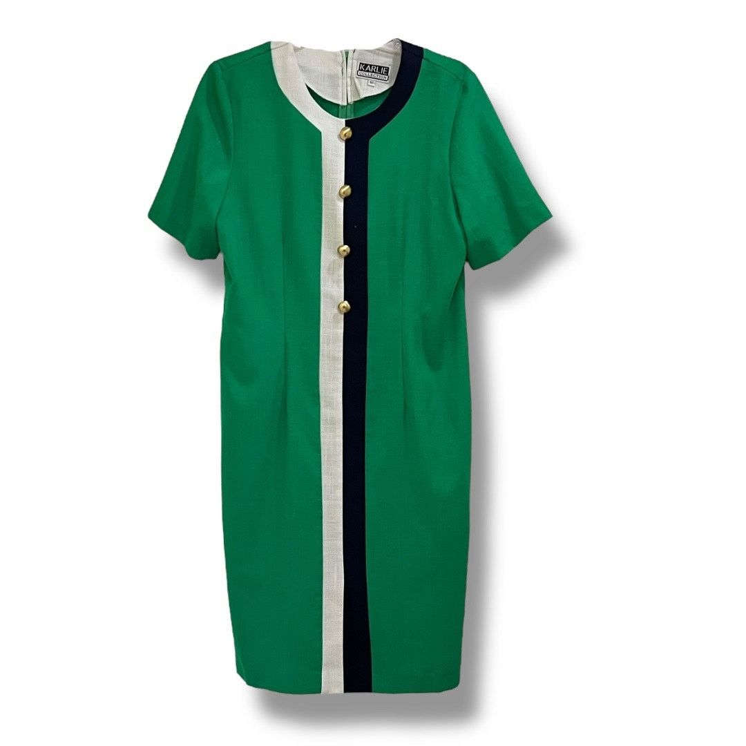 Vintage Vintage 80s Karlie Collection Short Sleeve Sheath Dress Size XL / US 12-14 / IT 48-50 - 1 Thumbnail
