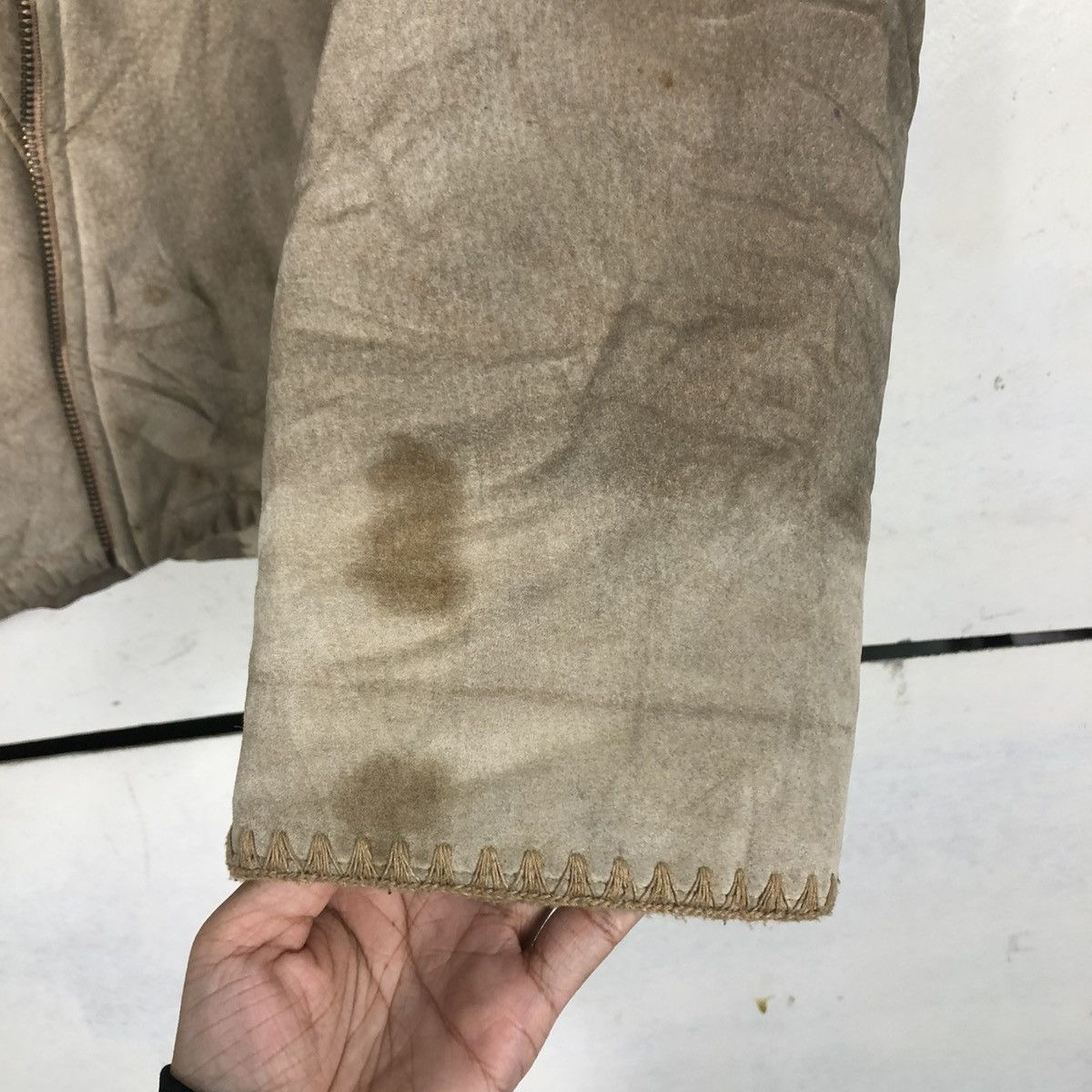 Vintage 🔥VINTAGE BIKER LEATHER JACKET MARVIN RICHARDS BLANKET HOODIE Size L / US 10 / IT 46 - 18 Thumbnail