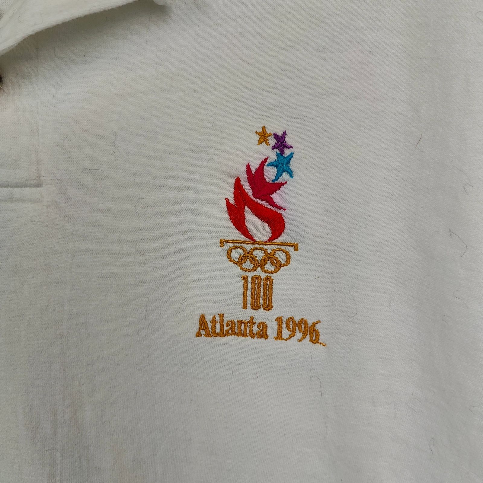 Hanes Vintage 1997 Olympics Polo Shirt Mens XL White Hanes Tag Size US XL / EU 56 / 4 - 2 Thumbnail