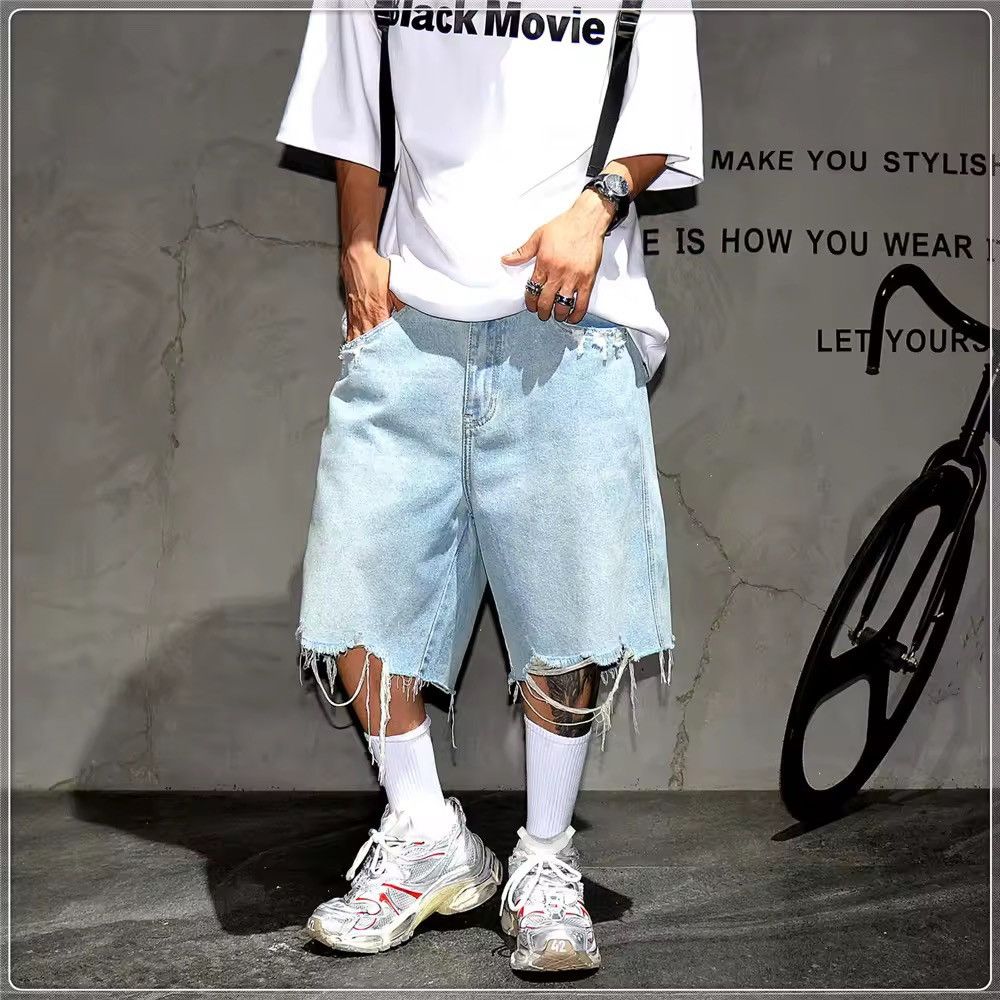 Jean Korean style ripped light jeans shorts jorts Size US 32 / EU 48 - 3 Thumbnail