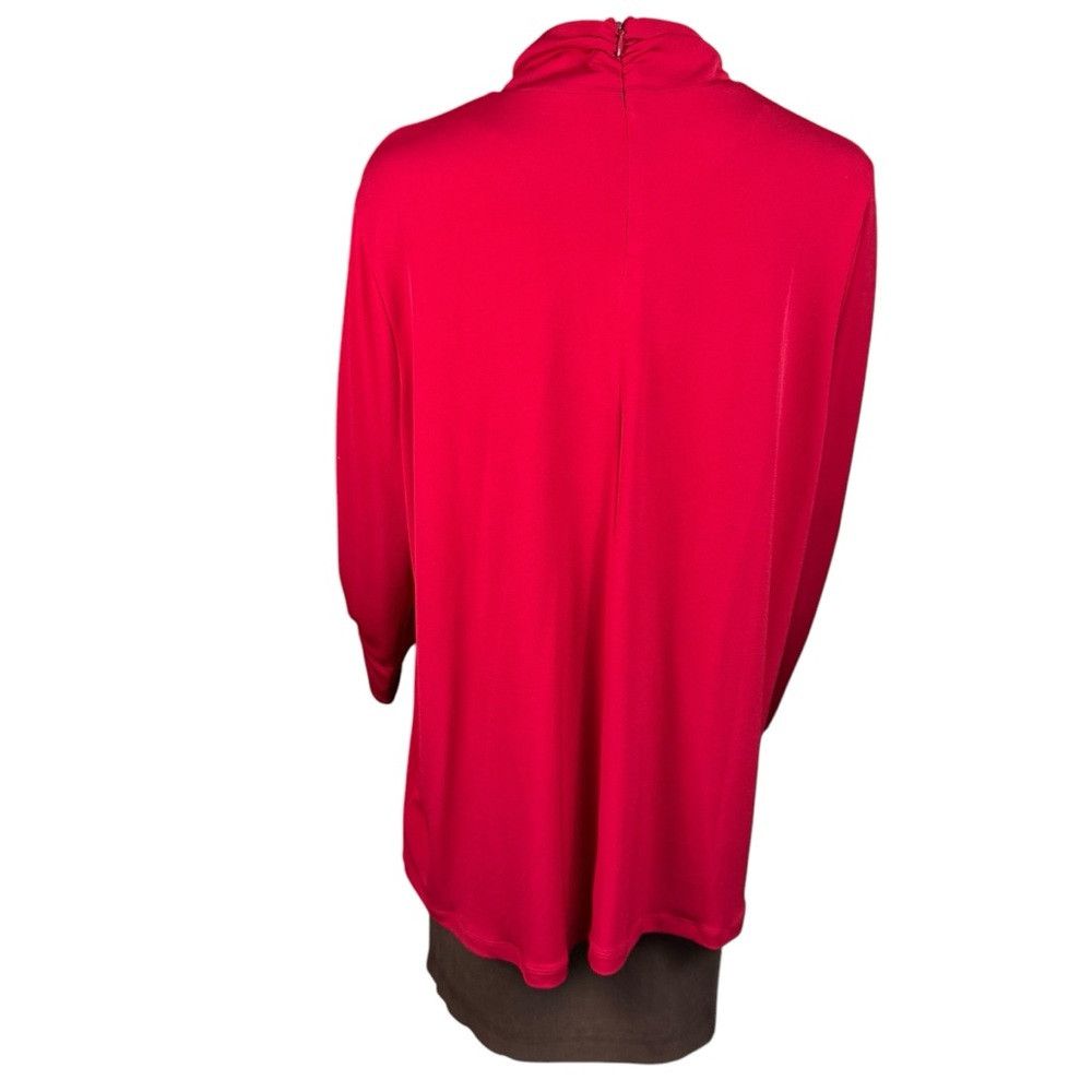 Other New Susan Graver Liquid Knit Long Sleeve High Neck Red Top Size L / US 10 / IT 46 - 4 Thumbnail