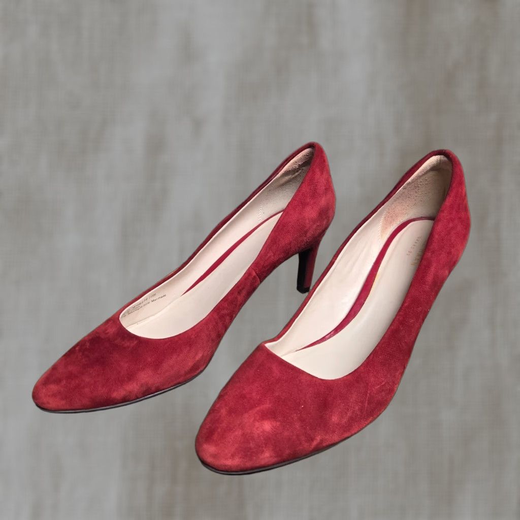 Cole Haan Cole Haan Pumps Women's Burgundy Suede Leather Round Toe Adult 10B Shoes Casual Leather Lining Women 10 Burgundy Suede Leather Pumps Size US 10 / IT 40 - 1 Thumbnail