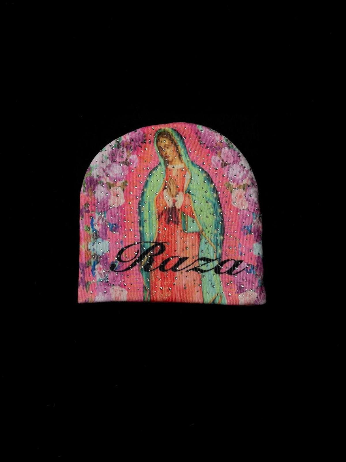 Japanese Brand La Raza Our Lady of Guadalupe No Cuff Knit Pink Beanie Hat Size ONE SIZE - 1 Thumbnail