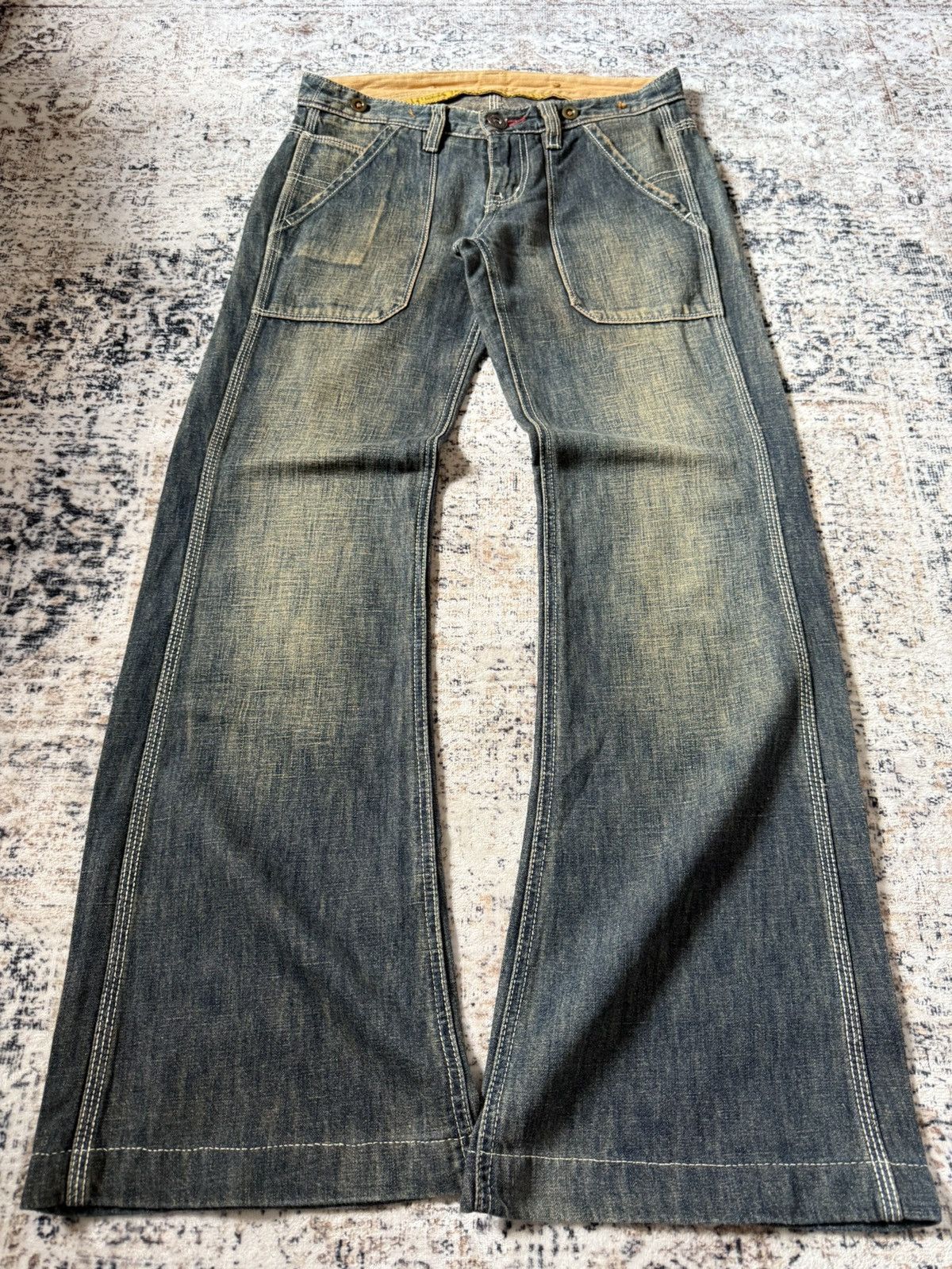 Hysteric Glamour Back Number Japan Mud Wash Patina Fade Baker Flared Jeans Size US 29 - 1 Thumbnail