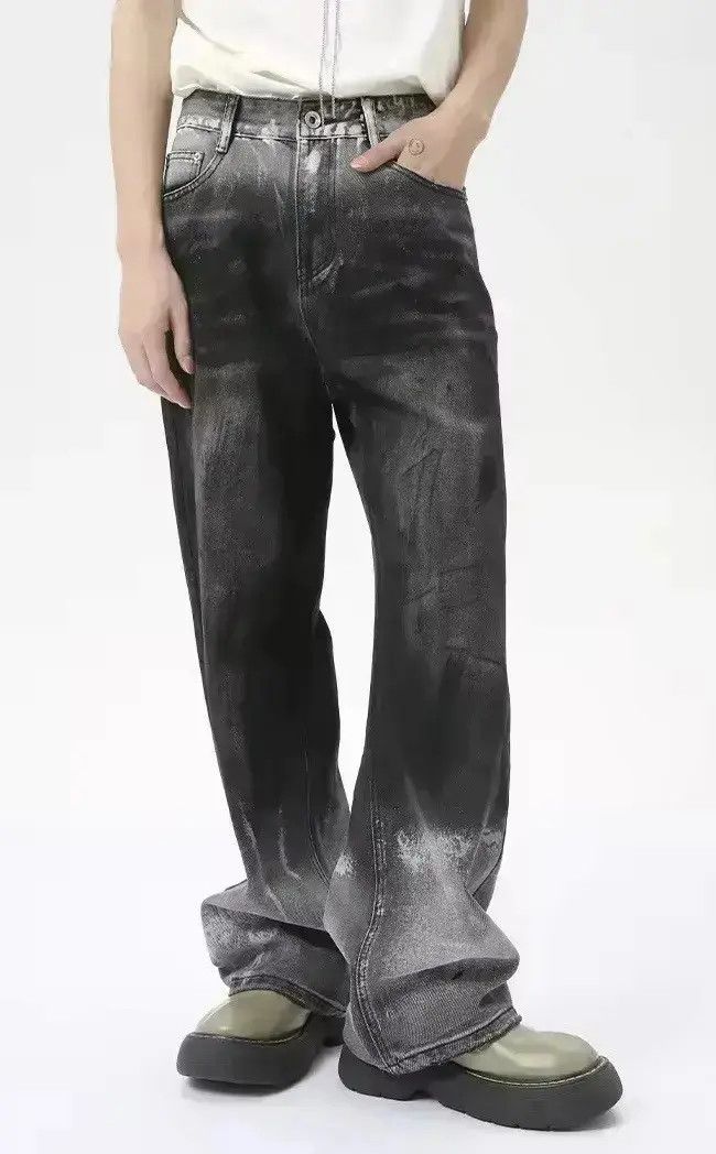 Japanese Brand Streetwear Gradient Design Loose Straight Washed Jeans Size US 32 / EU 48 - 1 Thumbnail