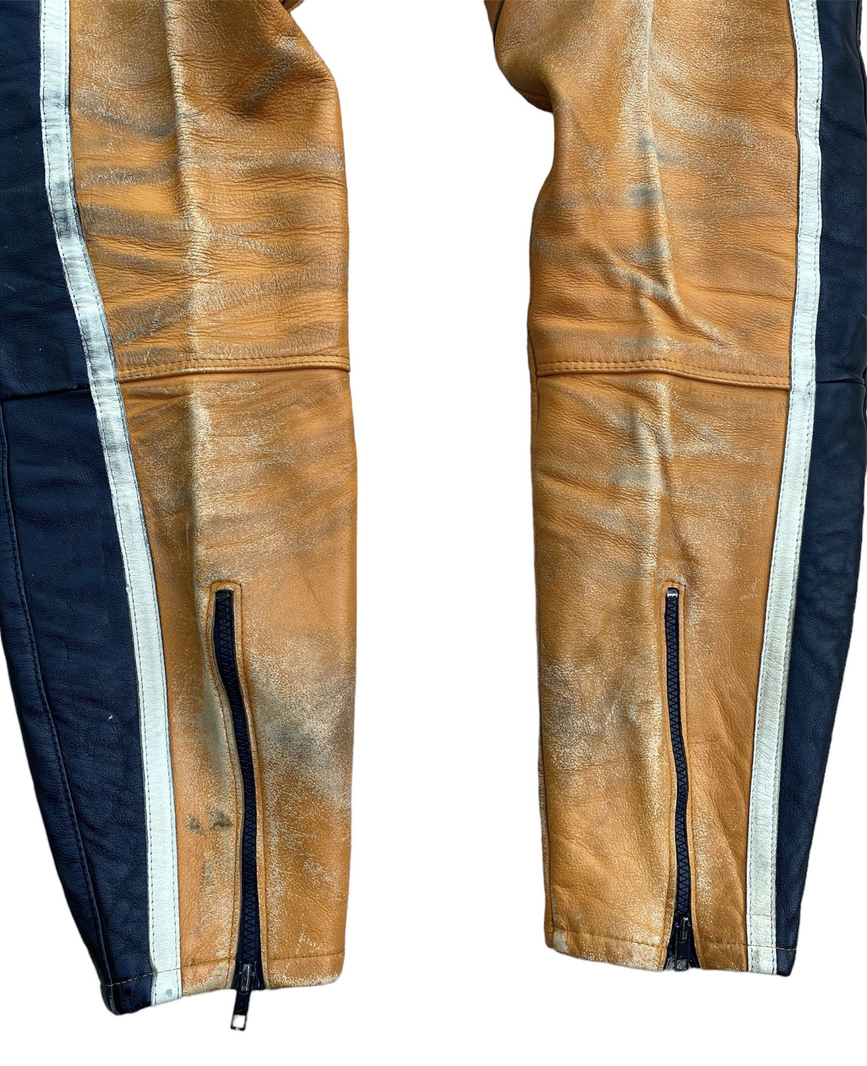Genuine Leather Vintage 70s Furygan Moto Racing Distressed Leather Pants Size US 29 - 6 Thumbnail