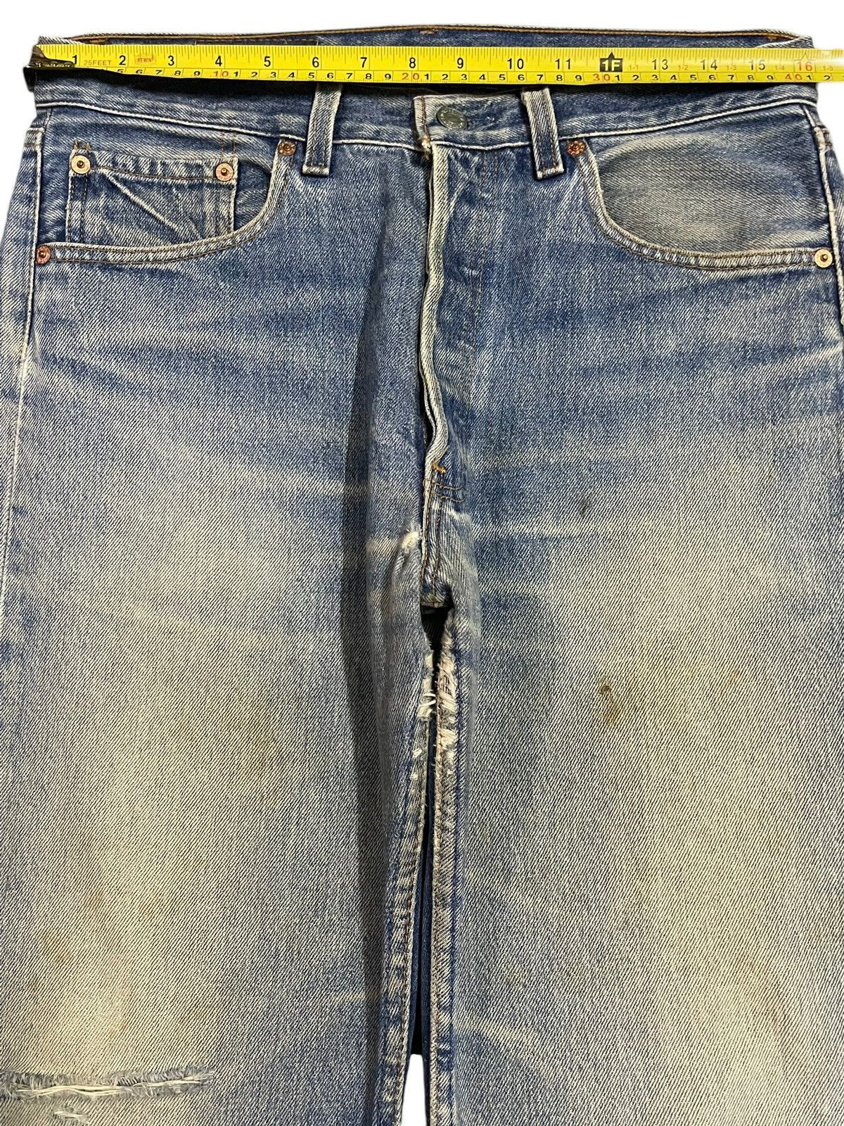Levi's Vintage 90s Levis 501 Blue Faded Wash Distressed Style Jeans Size US 32 / EU 48 - 12 Thumbnail