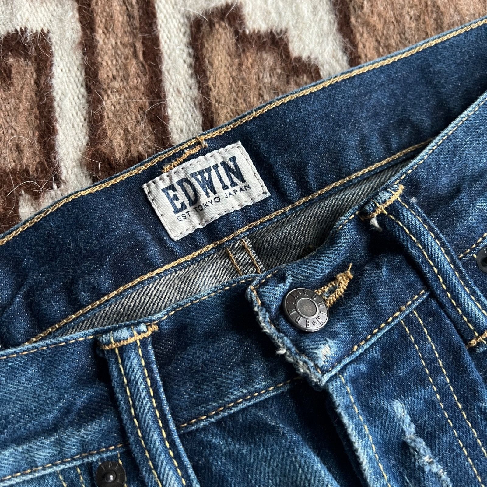 Edwin Edwin Selvedge Jeans Japanese Denim Slim Fit Distressed 9828 Size US 32 / EU 48 - 7 Thumbnail