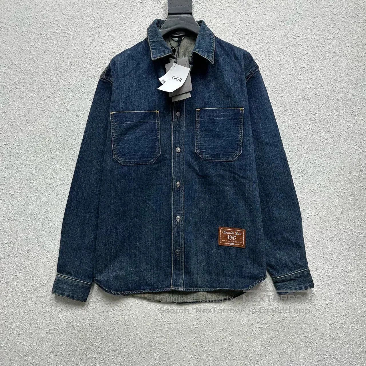 dior blue denim long sleeve shirt.