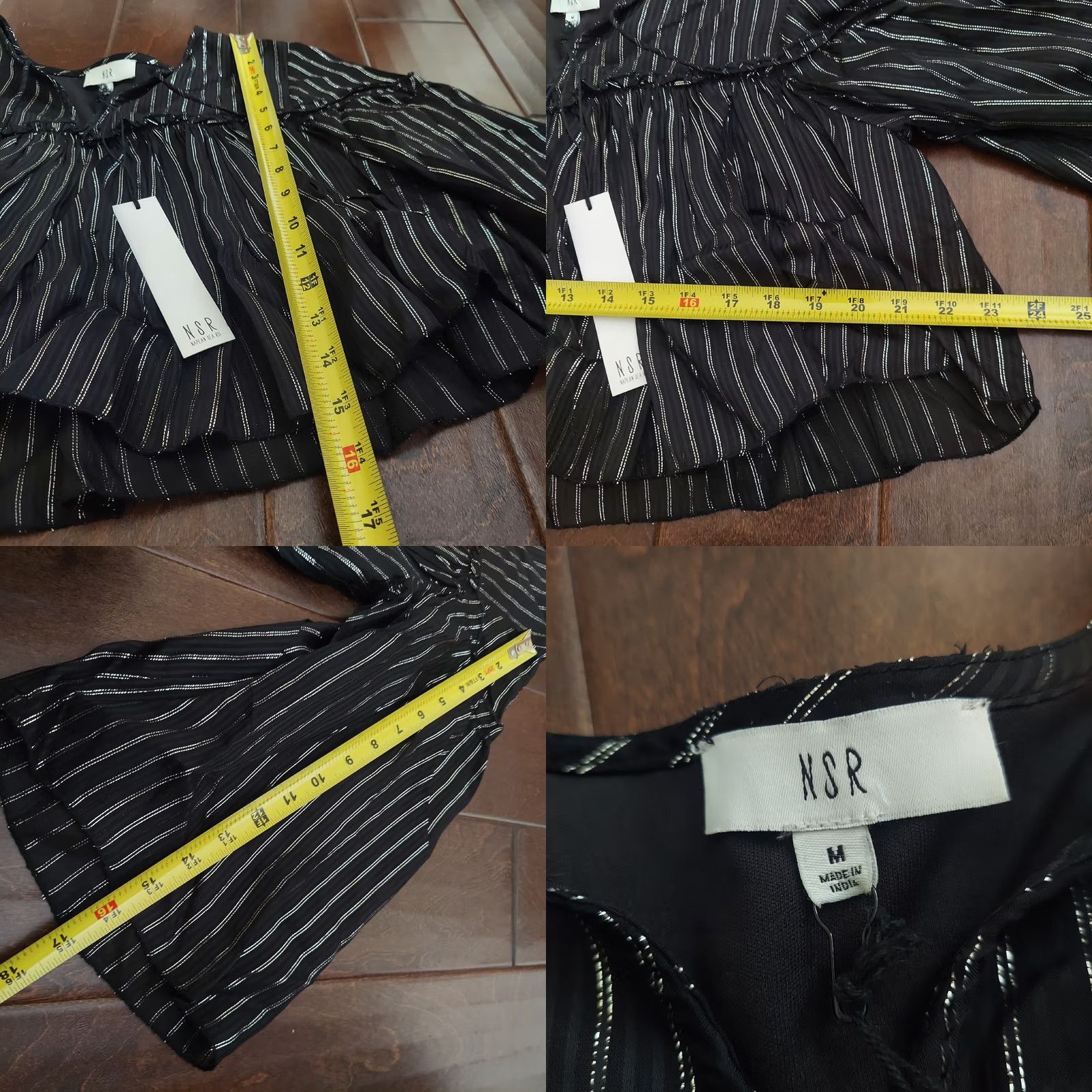 Vintage NSR Women's Black/White Stripe Blouse W/ Tassel - Size M - NWT Size M / US 6-8 / IT 42-44 - 9 Thumbnail