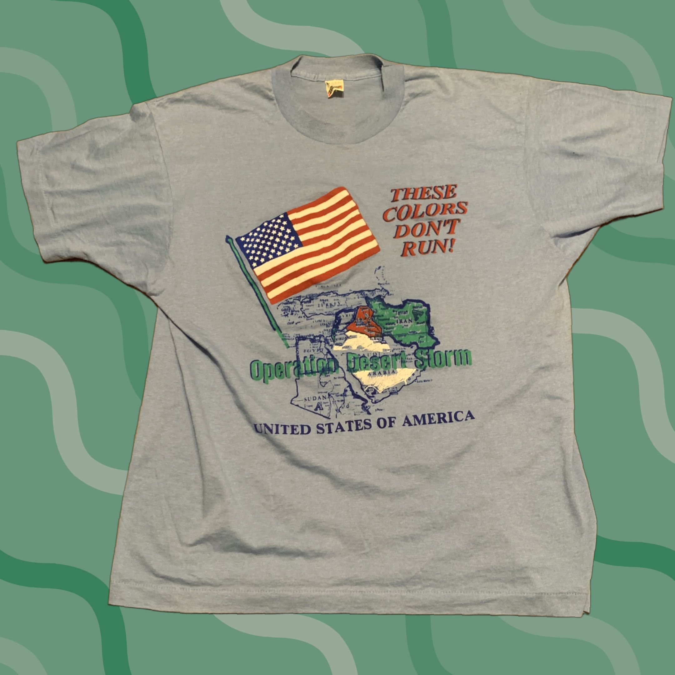 Vintage VINTAGE Operation Desert Storm AMVETS Screen Stars T Shirt XL Blue Mens Size XL Stitch Shirt Size US XL / EU 56 / 4 - 1 Thumbnail