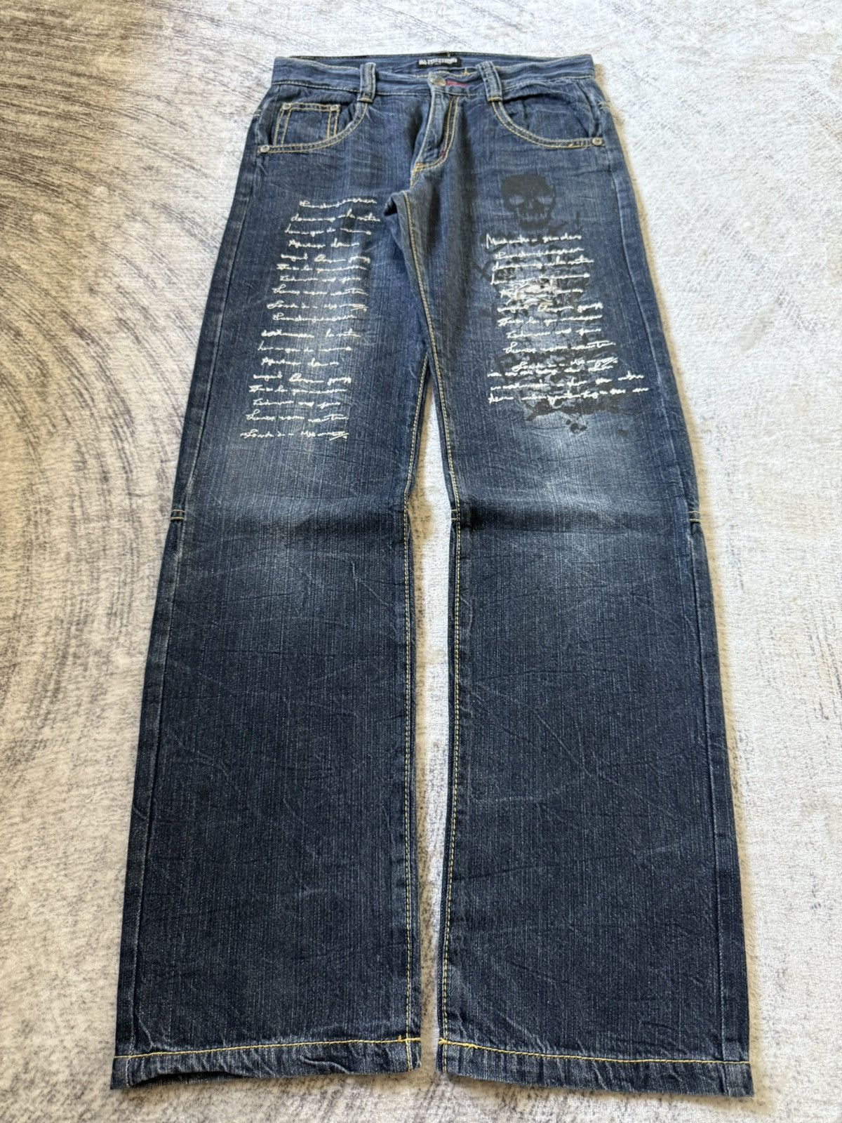 Japanese Brand Ba-Tsu Studio Japan Poems Chaotic Skull Jeans Size US 28 / EU 44 - 1 Thumbnail