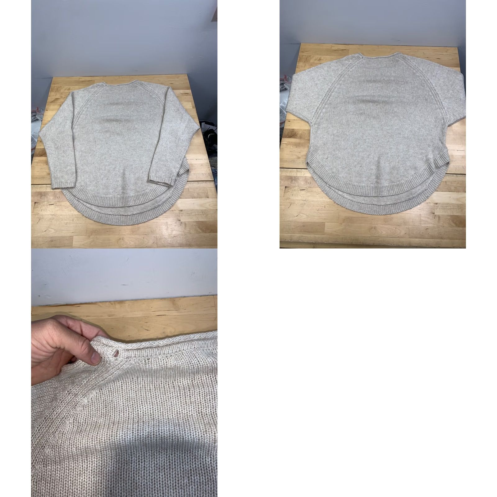 Saks Fifth Avenue Saks Fifth Avenue Wool Cashmere Blend Sweater Women L Beige Casual Oversize 13203 Size L / US 10 / IT 46 - 8 Thumbnail