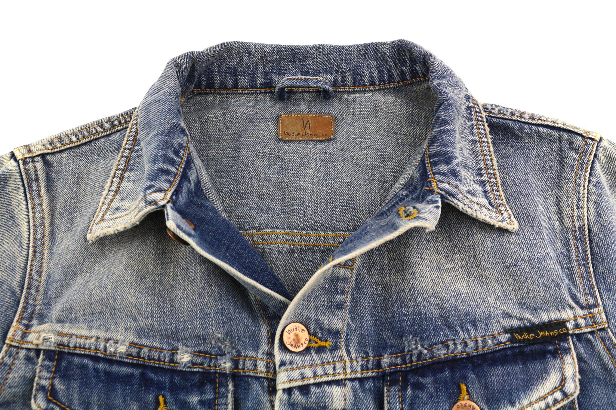 Nudie Jeans BILLY S Shimmering Indigo Ripped Polo Collar Jacket 82486 Size US S / EU 44-46 / 1 - 4 Thumbnail