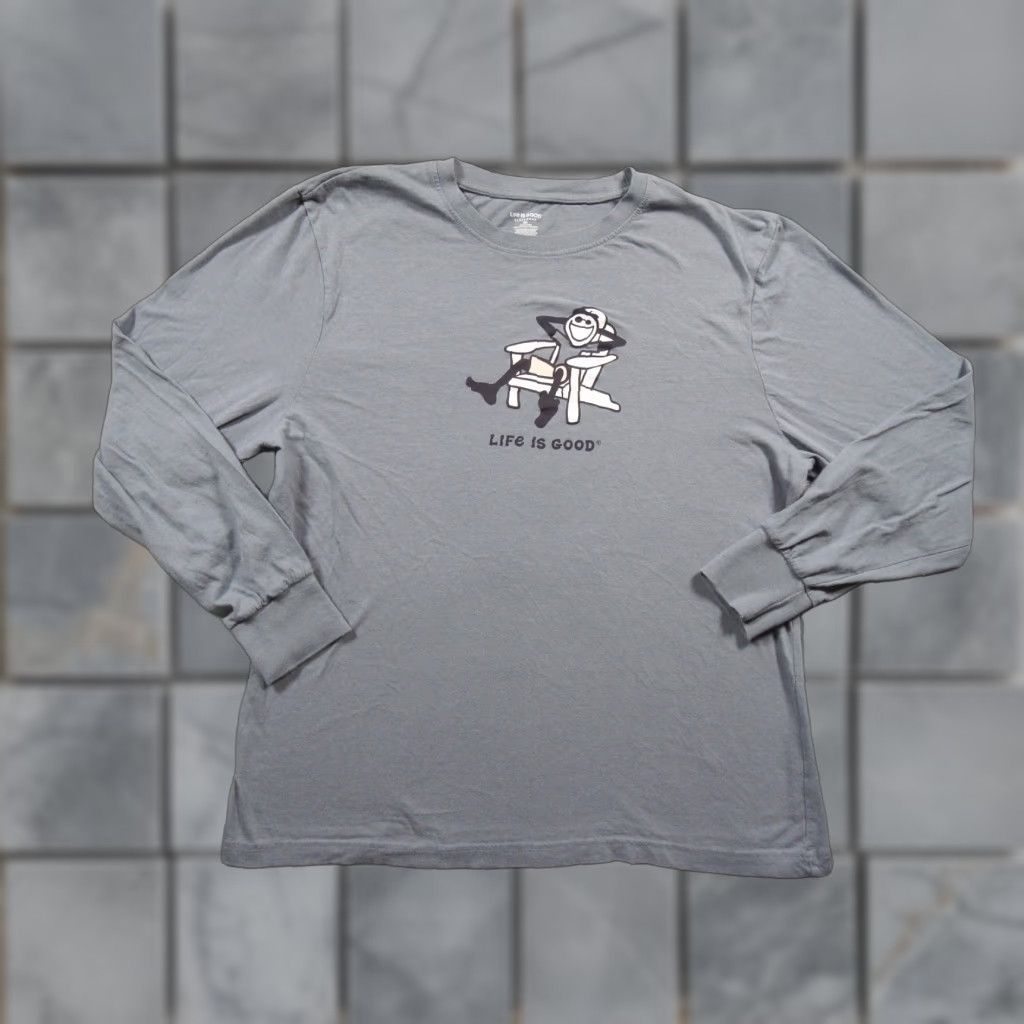 Life is Good Life is Good Shirt Mens XL Gray Long Sleeve Graphic Tee Adult Regular Crew Neck Cotton Knit Size US XL / EU 56 / 4 - 1 Thumbnail