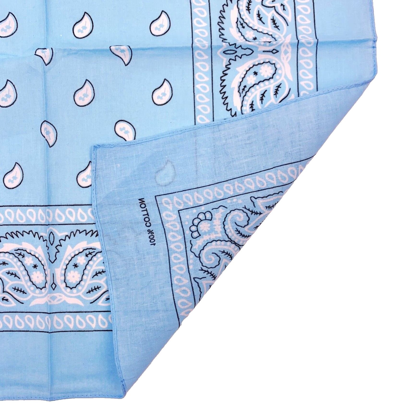 Vintage VINTAGE Sky Blue 100% Cotton Paisley Bandana USA 21 x 21 Bandana Unbranded Unisex Mens Womens Boys Girls Size ONE SIZE - 4 Thumbnail