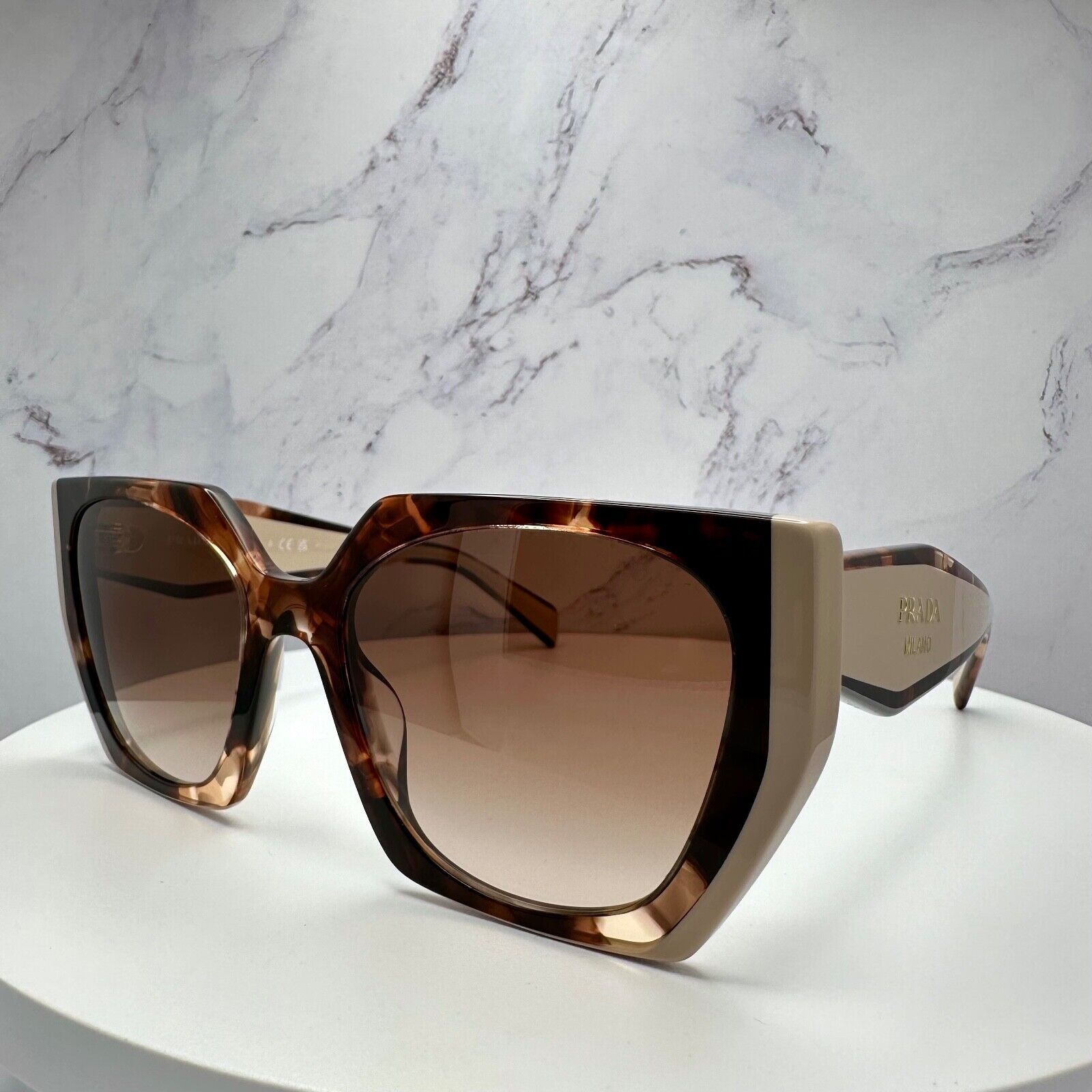 Prada New PRADA Sunglasses Symbole Logo Brown Beige Tortoise Gold Size ONE SIZE - 20 Thumbnail