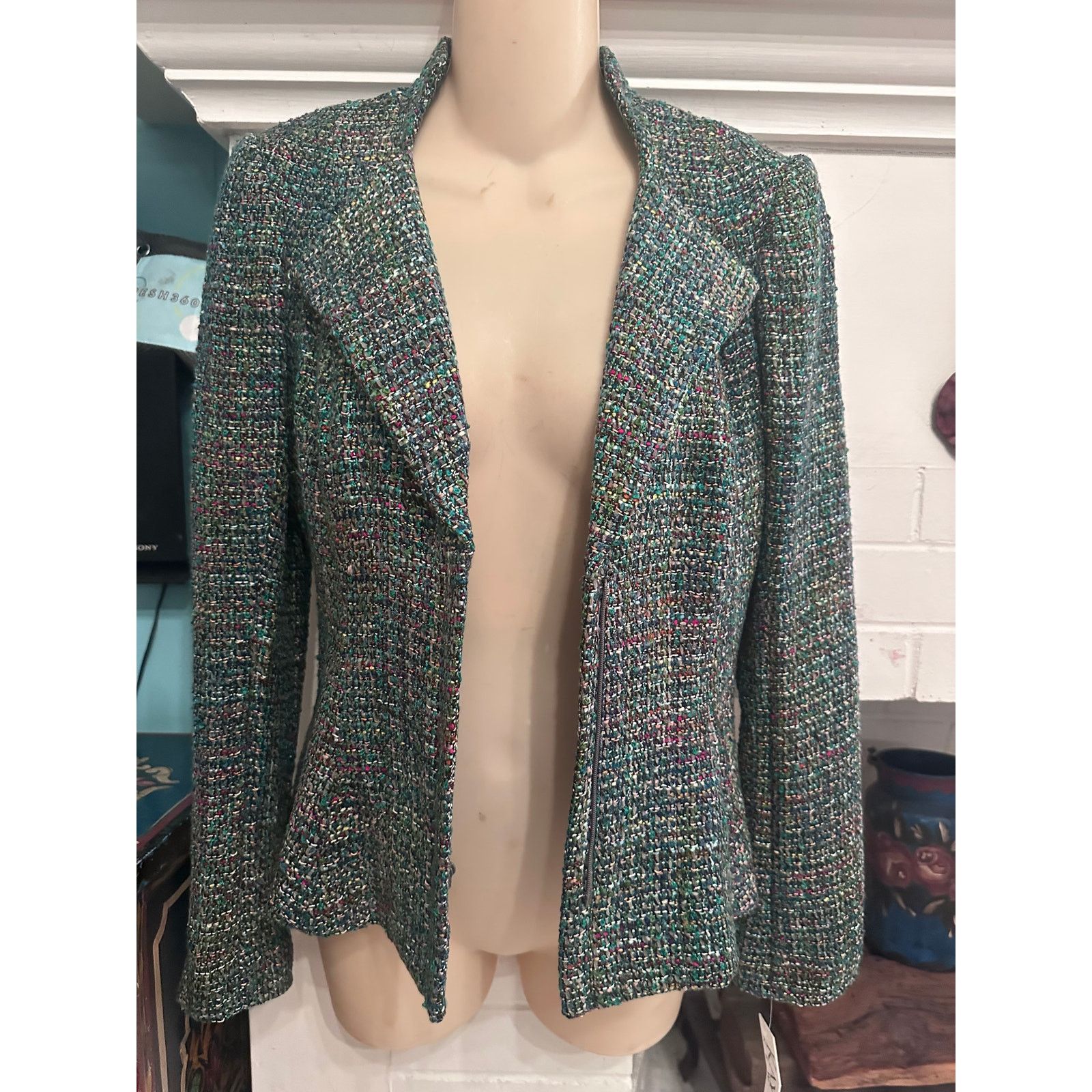Other NWT KAY UNGER LIGHTWEIGHT TWEED PEPLUM FITTED BLAZER 0 Size XS / US 0-2 / IT 36-38 - 8 Thumbnail