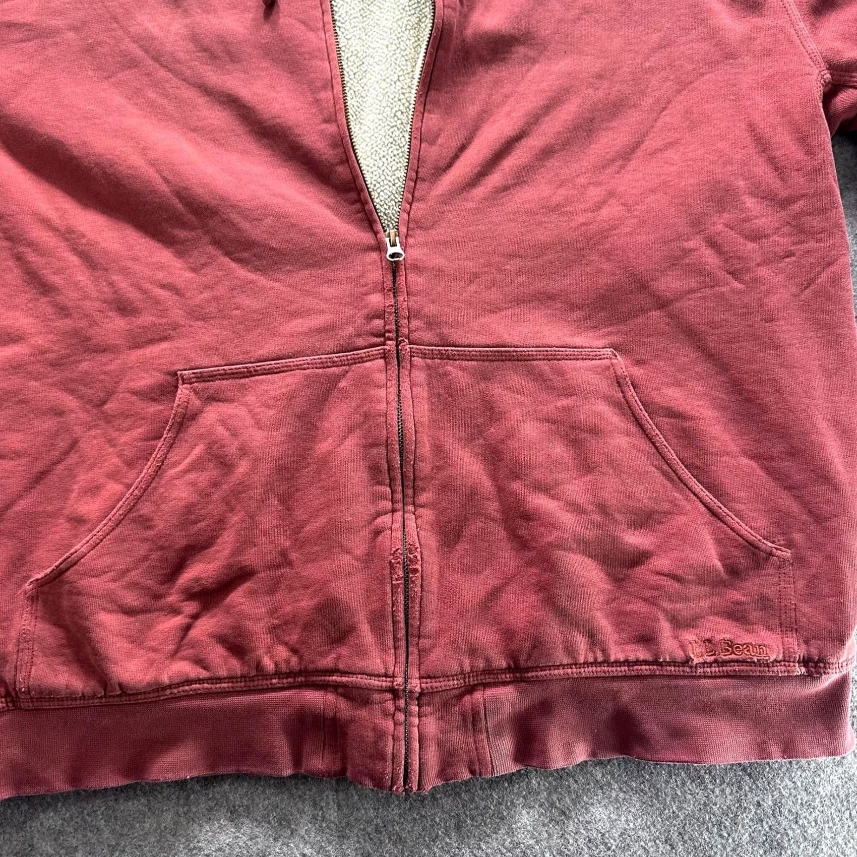 Vintage L.L. Bean Katahdin Iron Works Hoodie Mens LT Red Sherpa Lined Full Zip Fleece Size US L / EU 52-54 / 3 - 2 Thumbnail