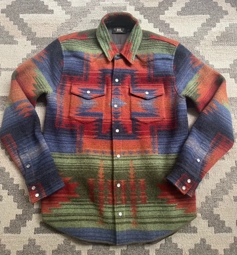 RRL Ralph Lauren RRL Ralph Lauren Southwest wool shirt jacket sweater leath Size US M / EU 48-50 / 2 - 1 Thumbnail
